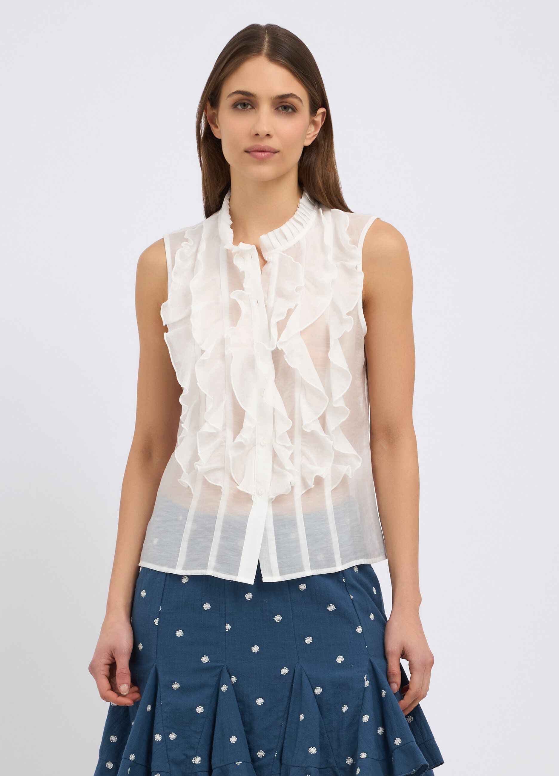 Camicia con rouches in misto lyocell donna_0