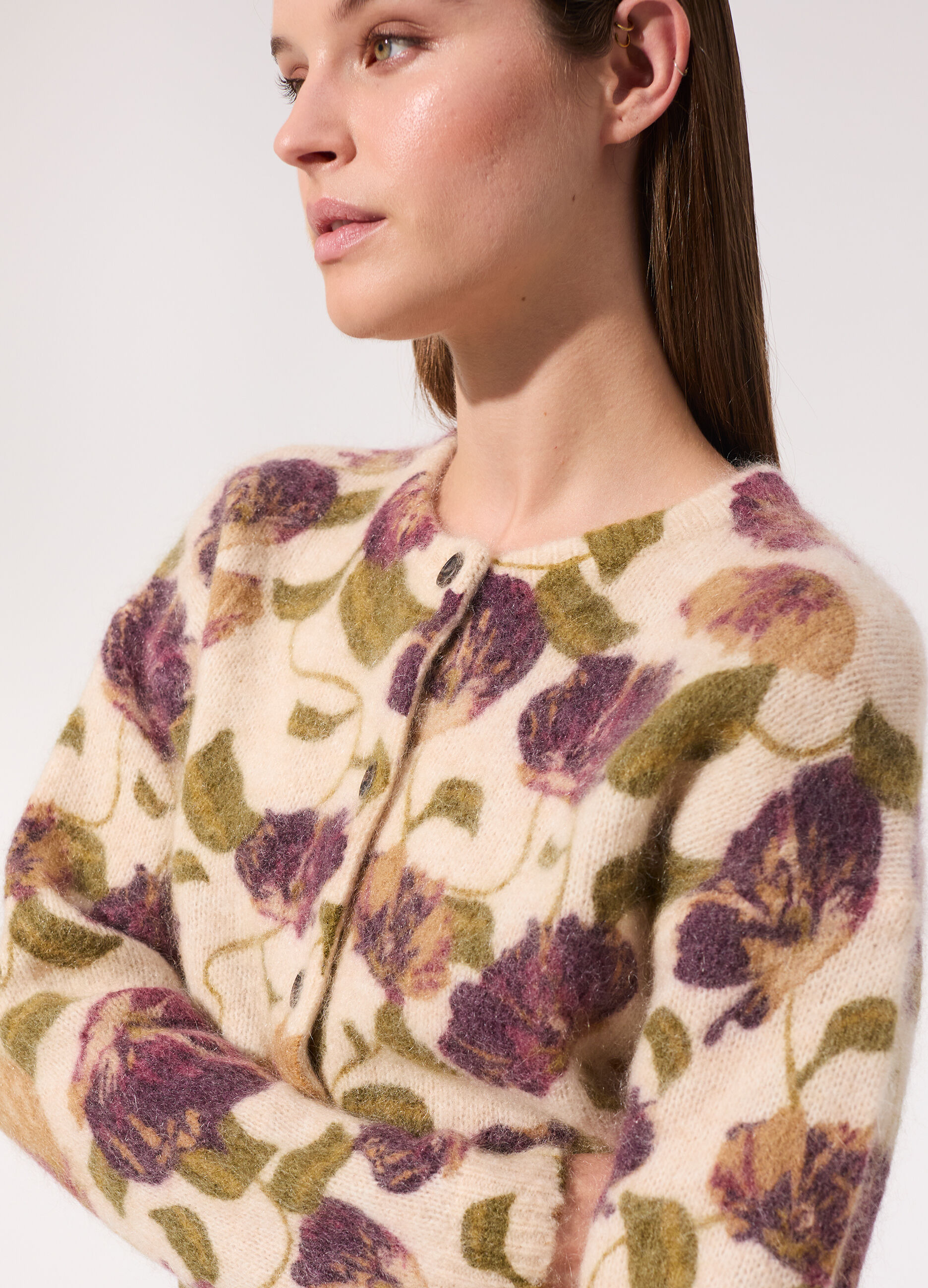 Cardigan in misto lana e mohair donna_3