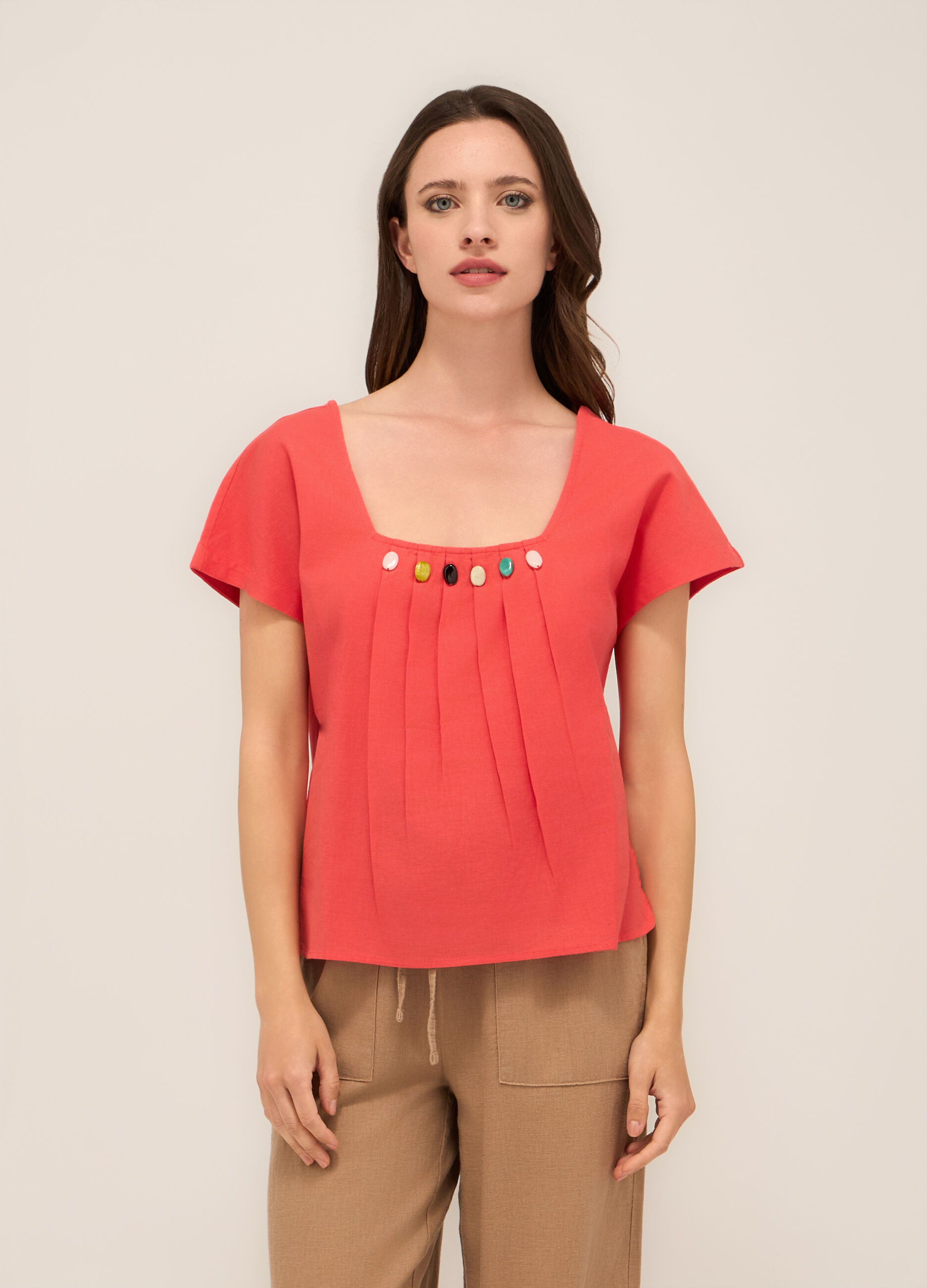 Blusa misto lino donna_0