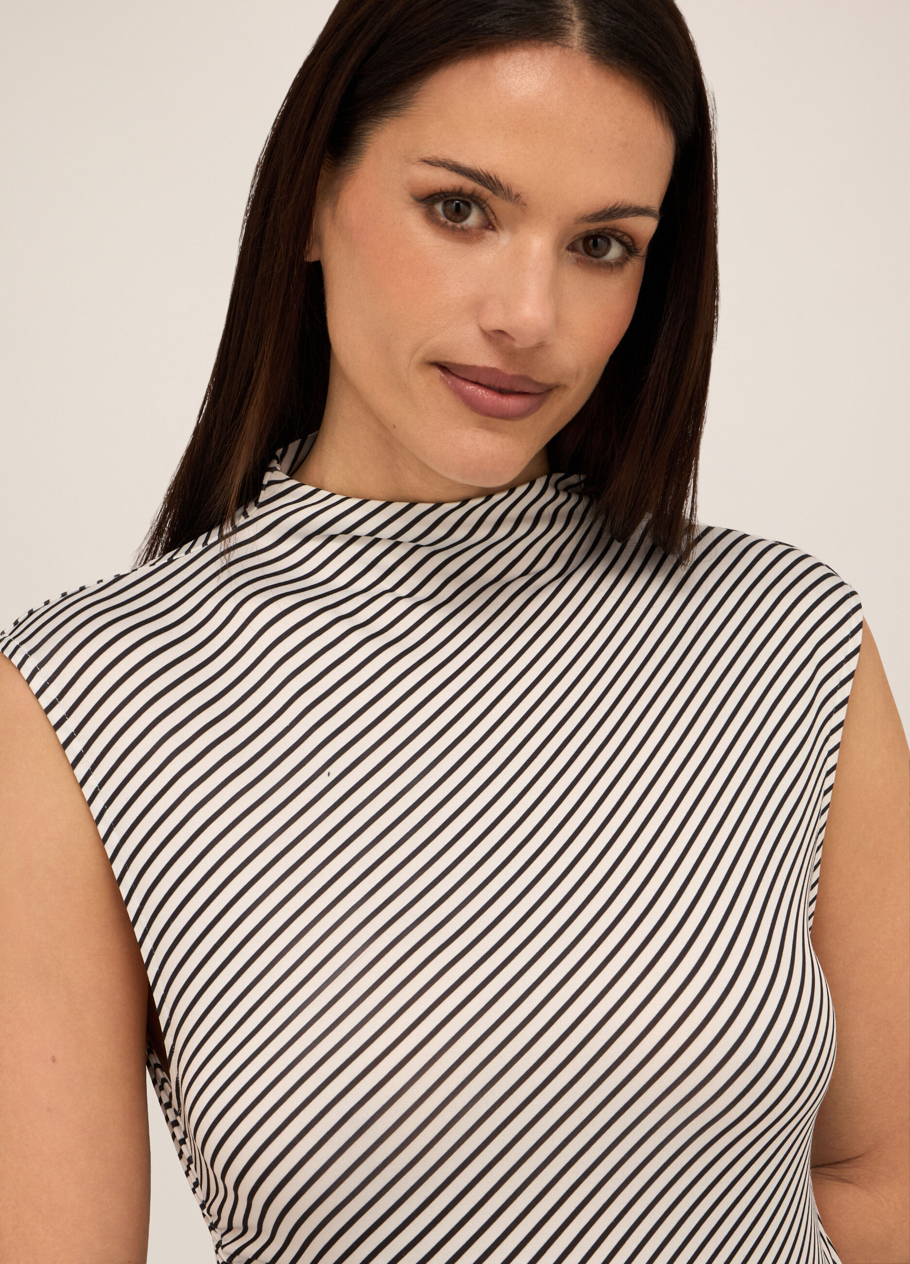Canotta a righe in jersey stretch donna_2