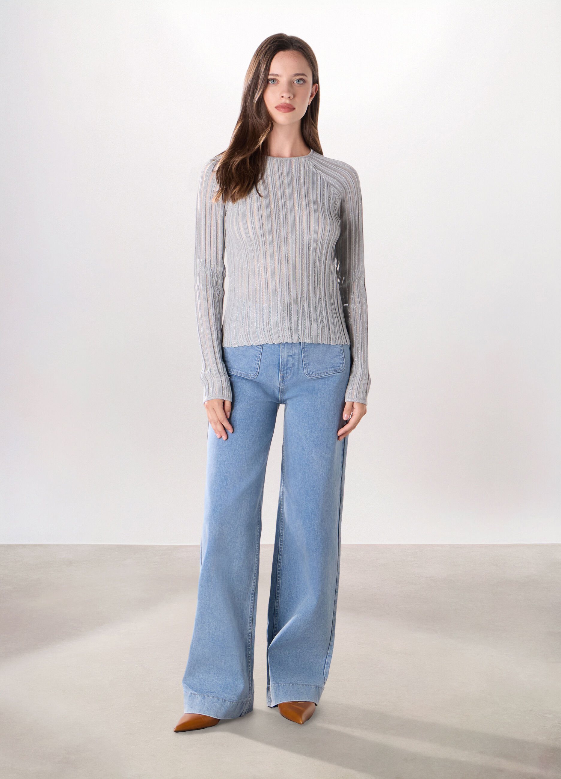 Pantaloni in denim di cotone stretch donna_0