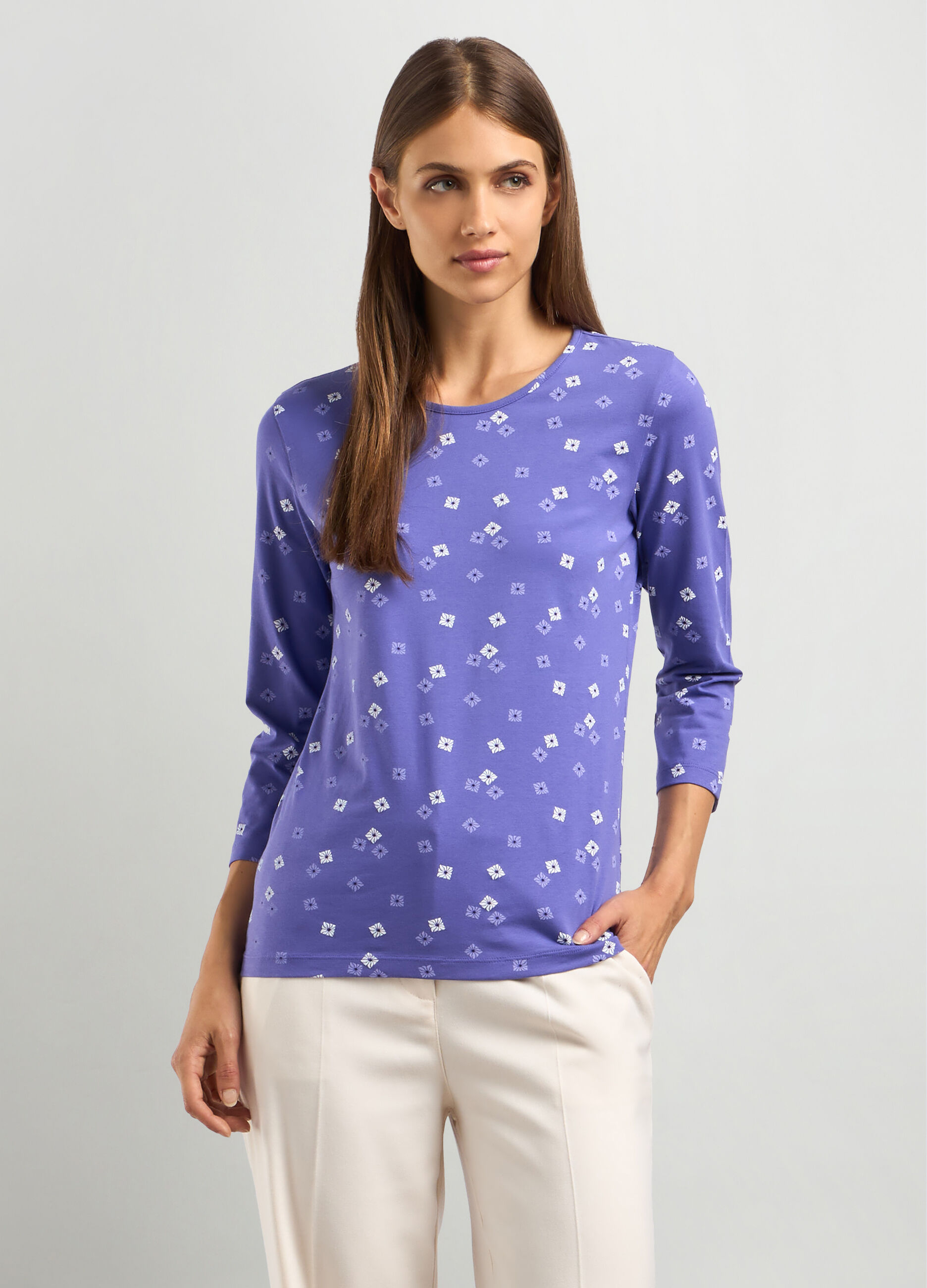 T-shirt in jersey di cotone stretch donna_0