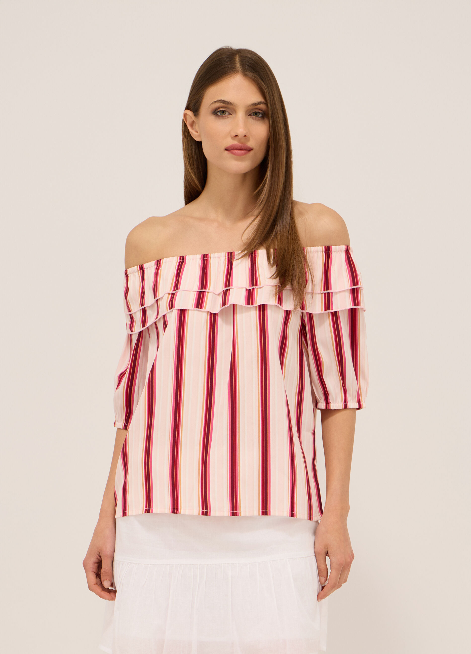 Blusa crepe con stampa donna_0
