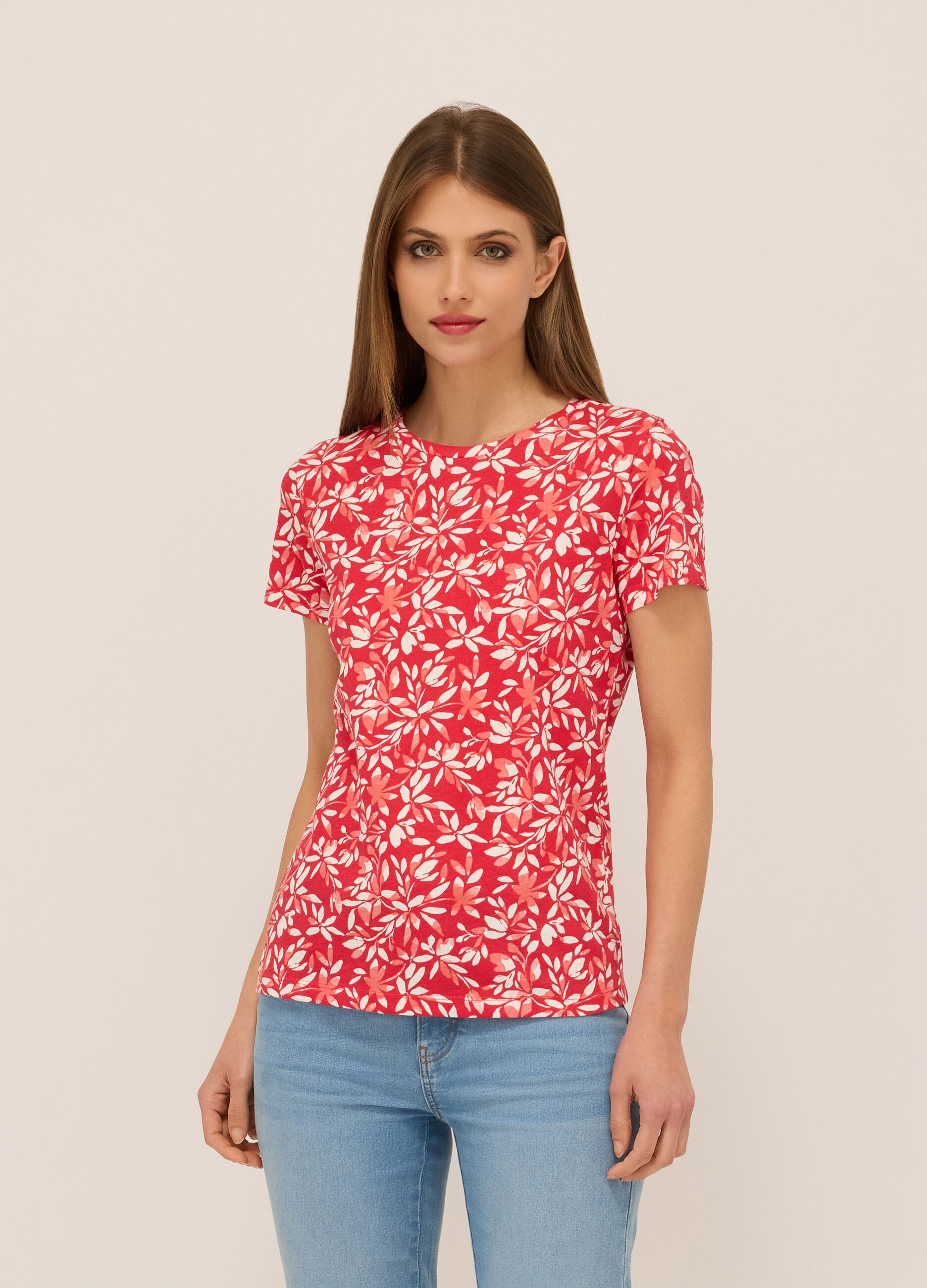 T-shirt in jersey di puro cotone donna_0