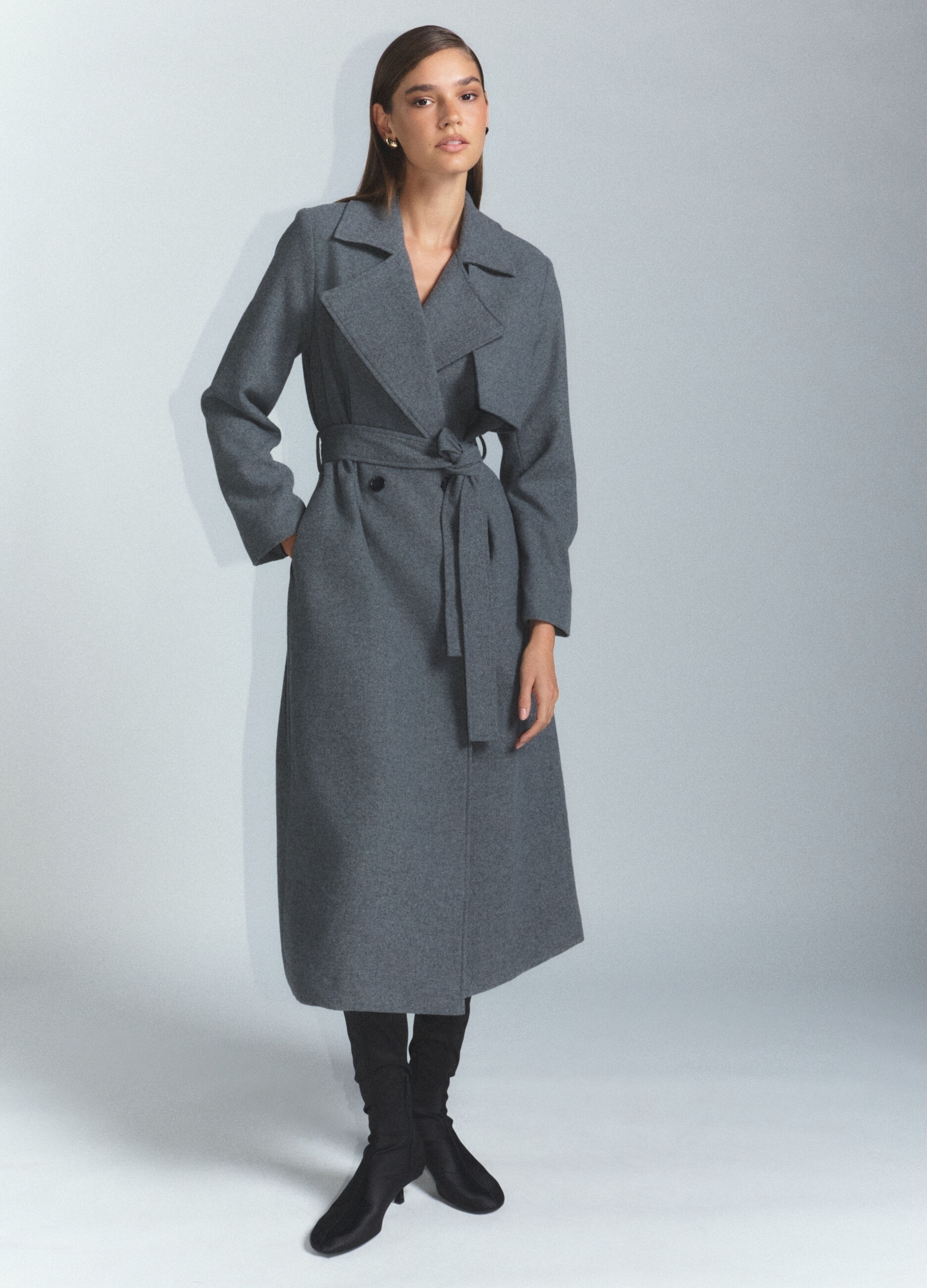 Cappotto lungo misto lana doppiopetto donna_1
