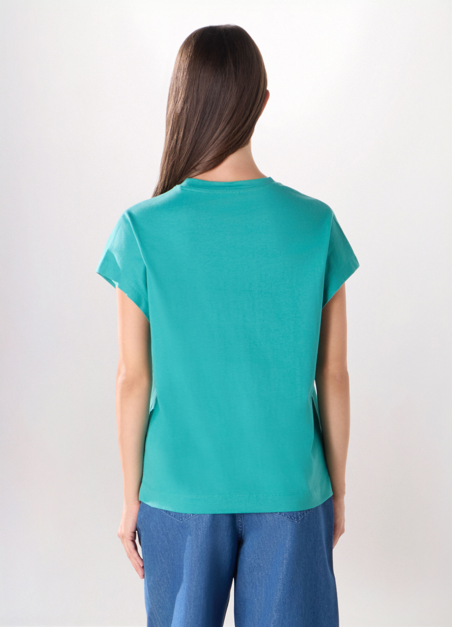 T-shirt in jersey di puro cotone donna_1