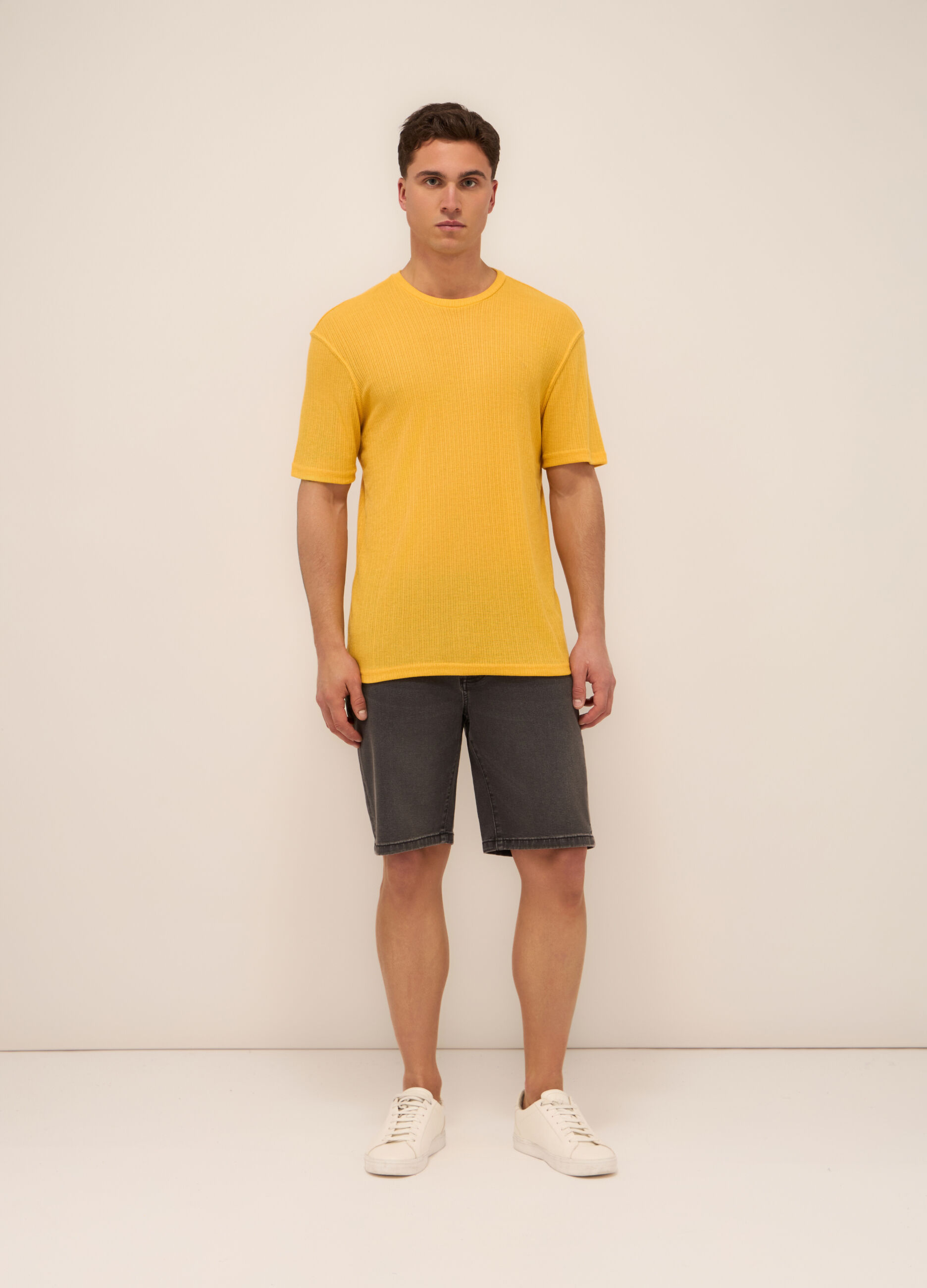 Shorts in denim di cotone stretch uomo