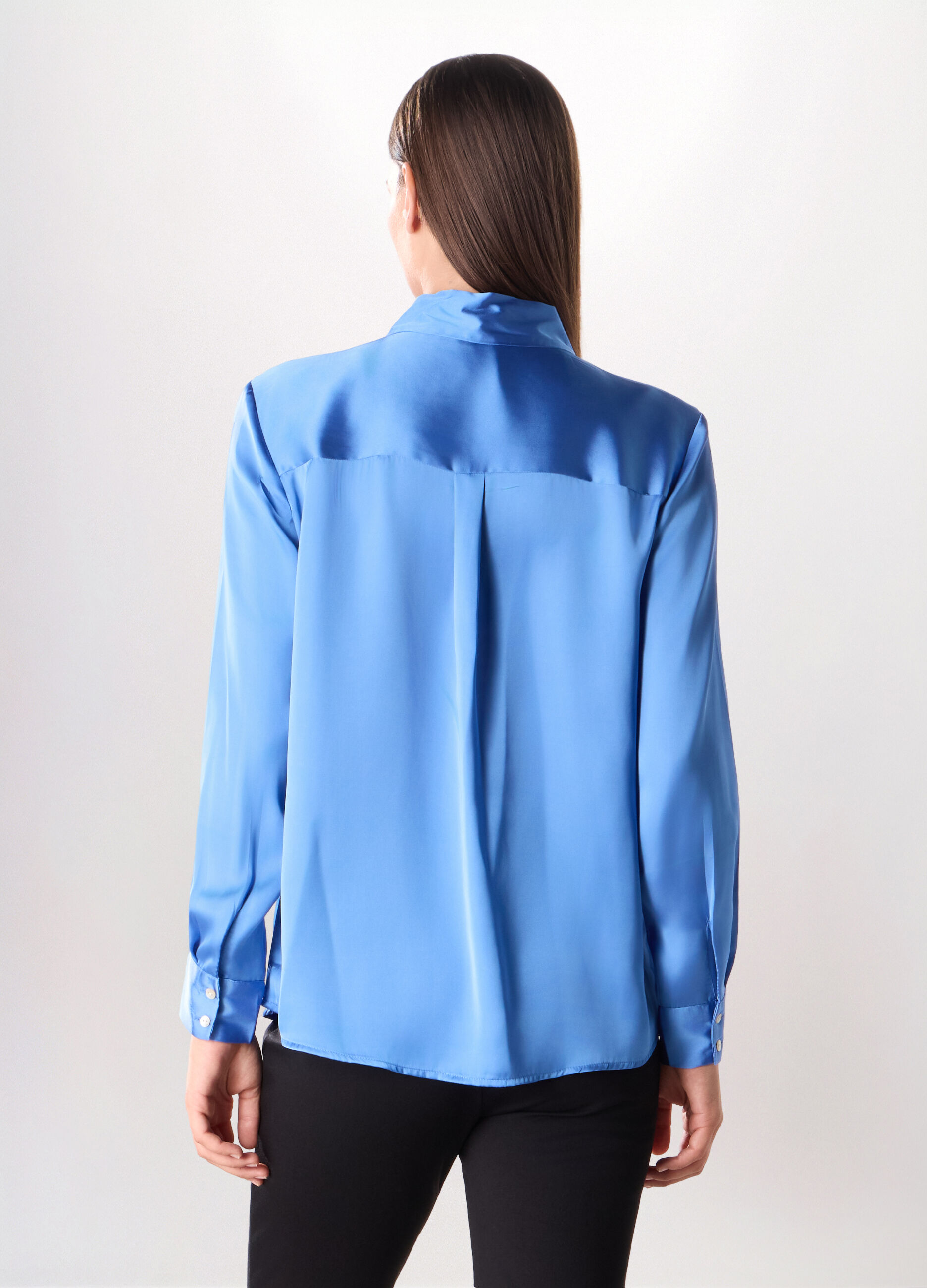 Camicia in raso a maniche lunghe donna_1