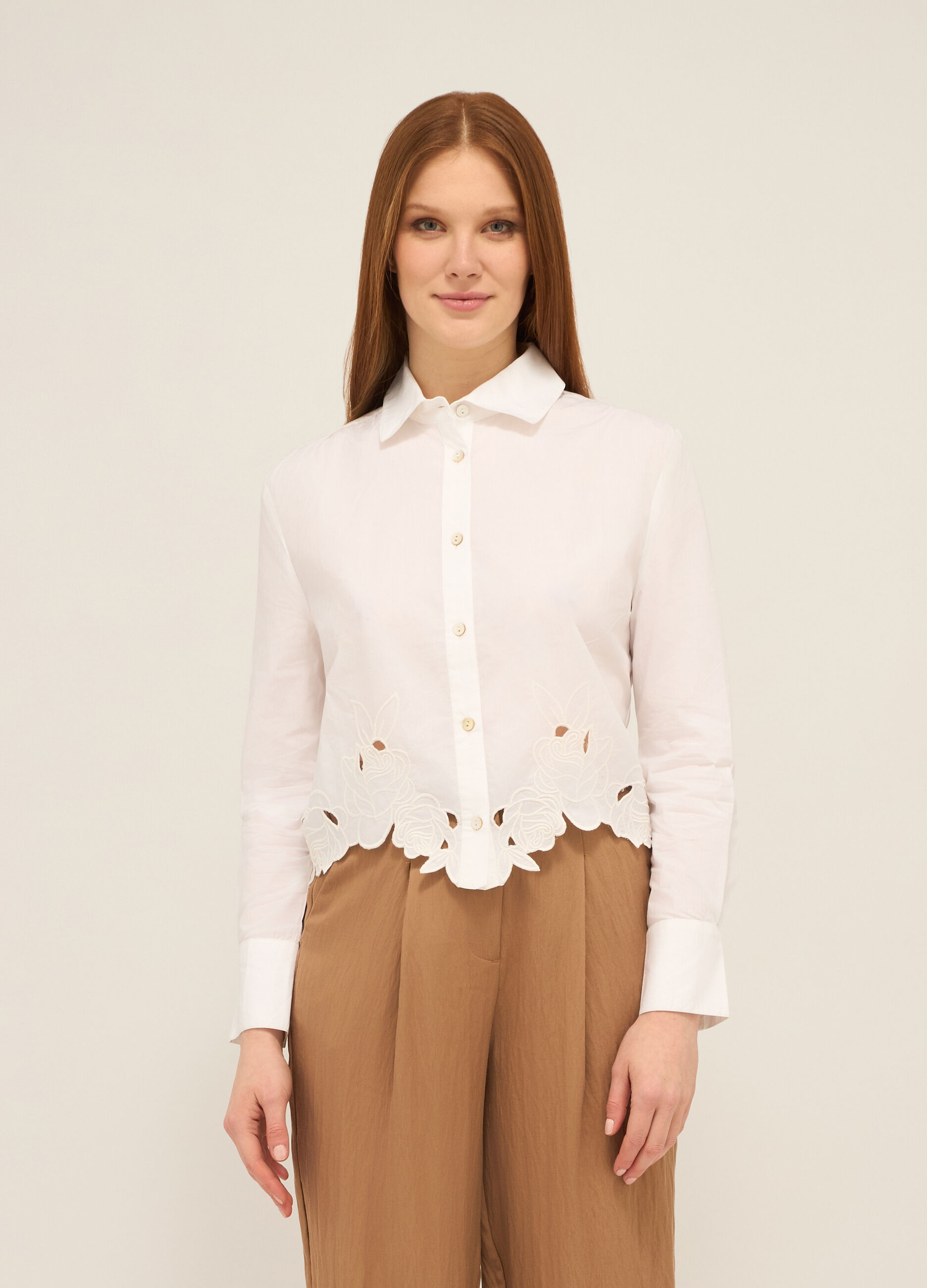 Camicia in popeline di puro cotone donna_0