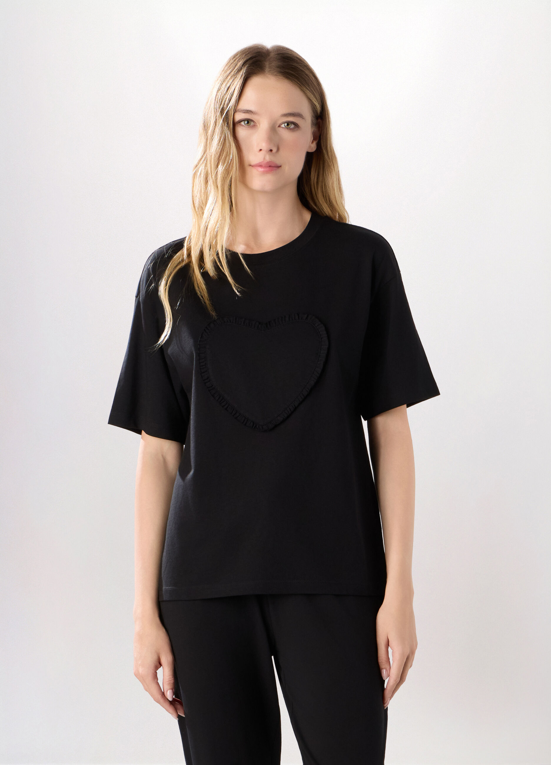 T-shirt in jersey di puro cotone donna_0