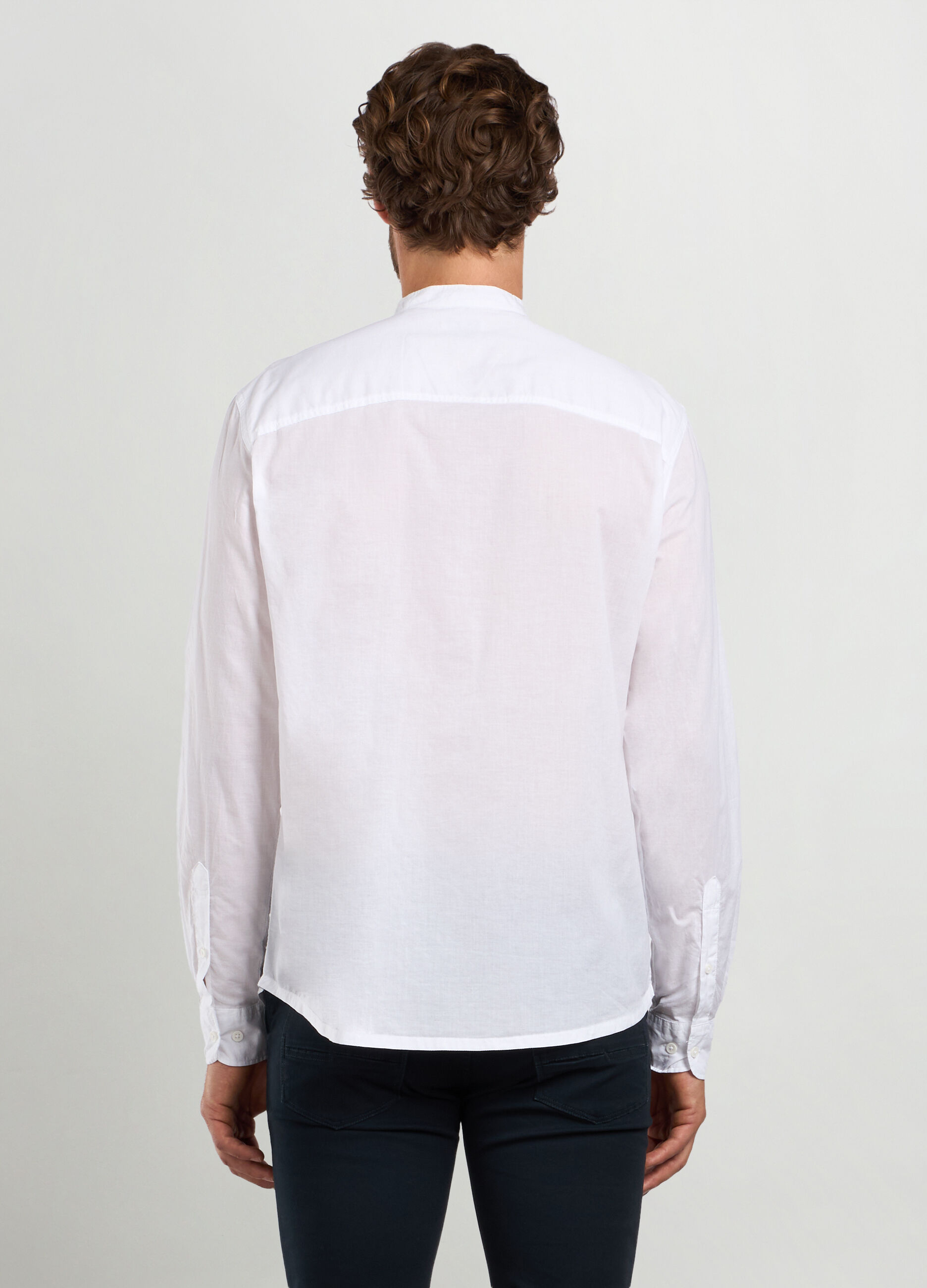 Camicia regular fit colletto coreano in cotone uomo_1