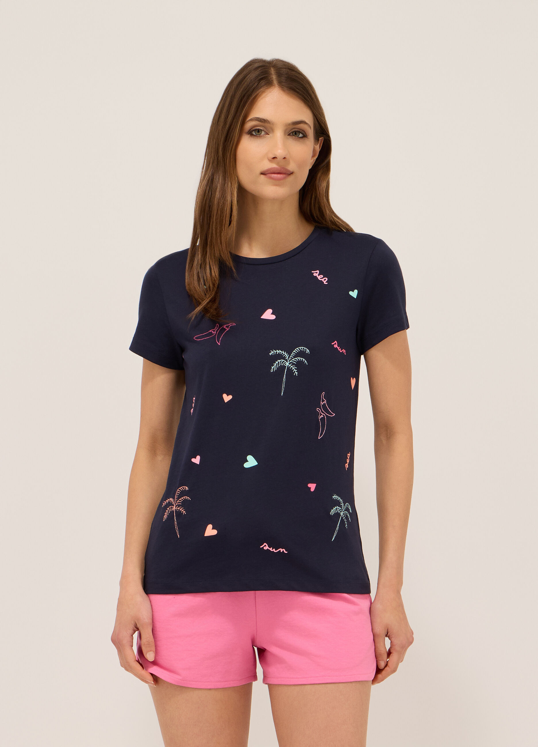 T-shirt in jersey di puro cotone donna_0