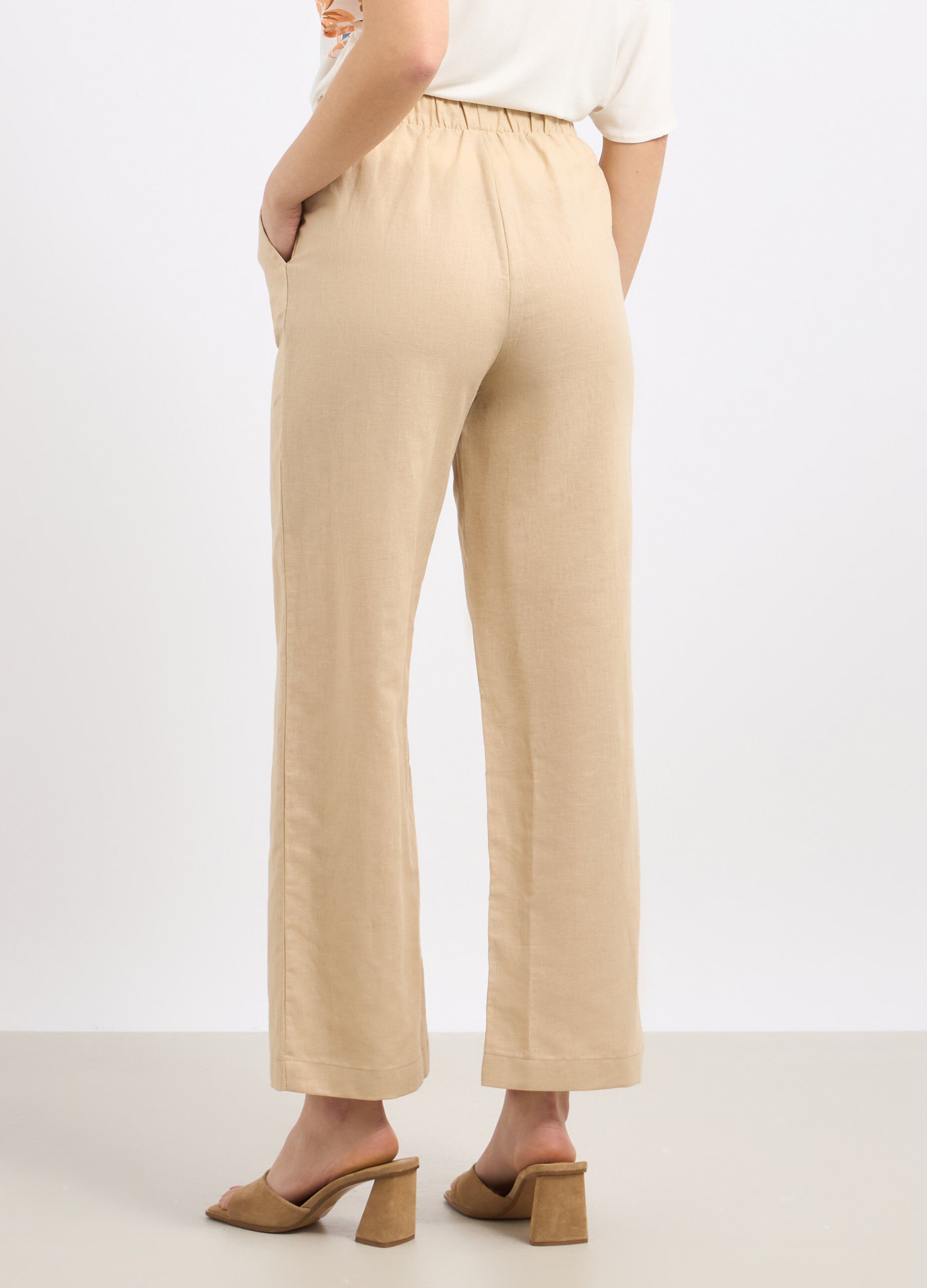 Pantaloni palazzo in misto lino donna_1