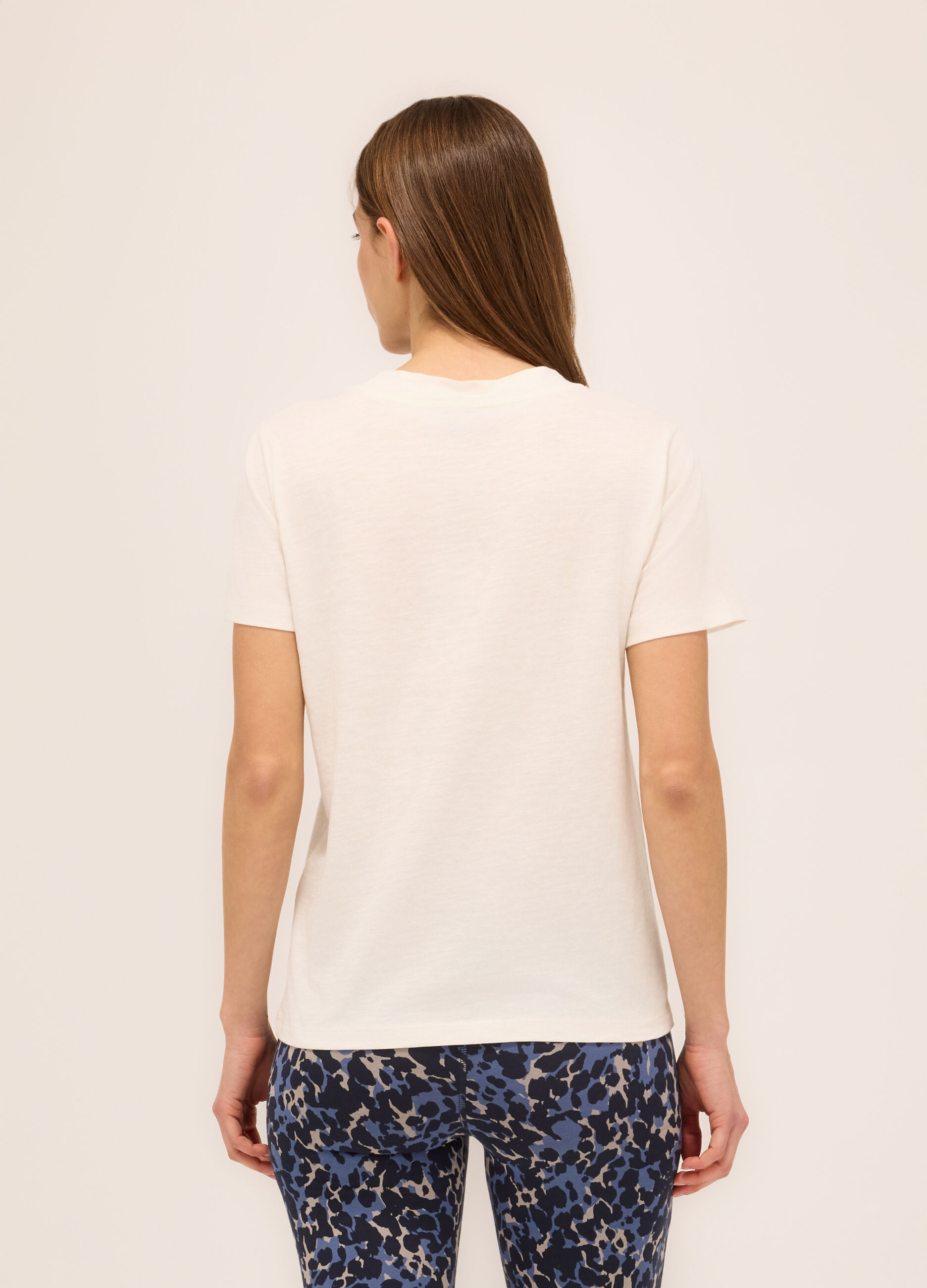 T-shirt in jersey slub di puro cotone donna_1