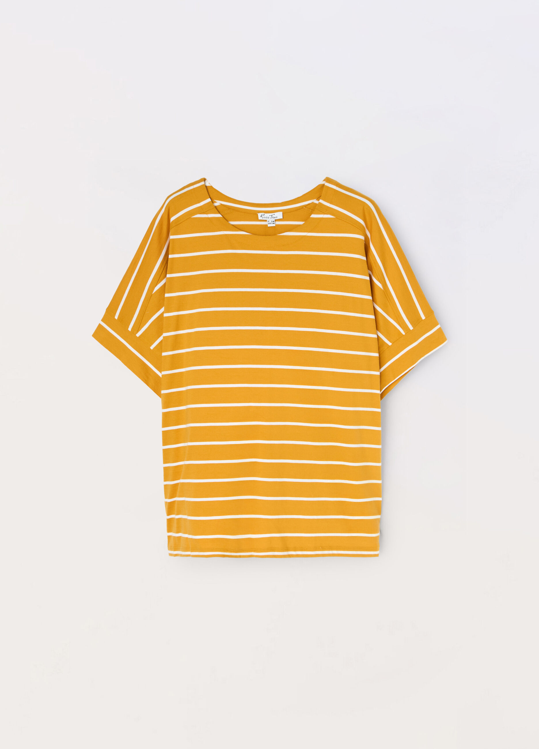 T-shirt rigata in jersey di puro cotone donna curvy_0