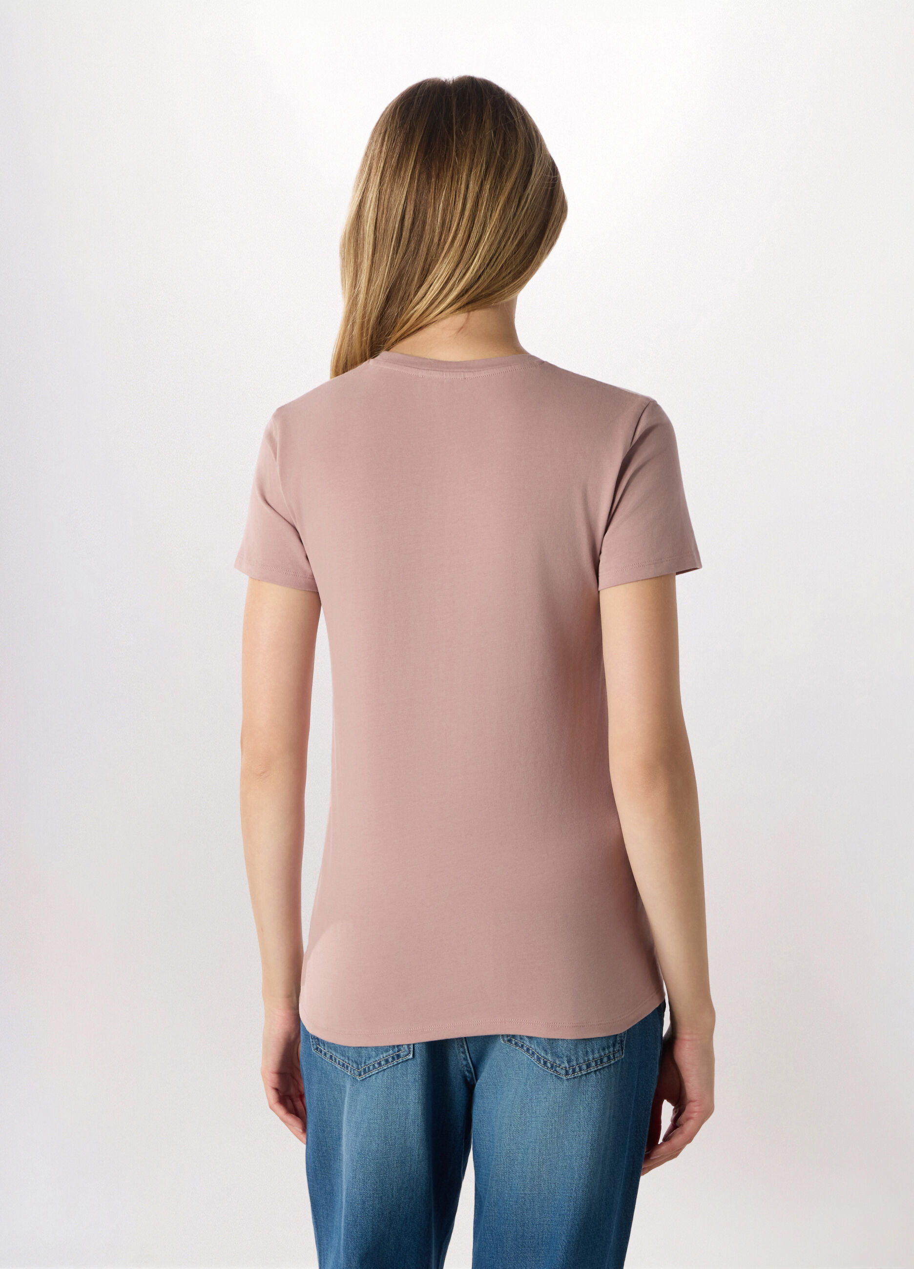 T-shirt in jersey di cotone stretch donna_1