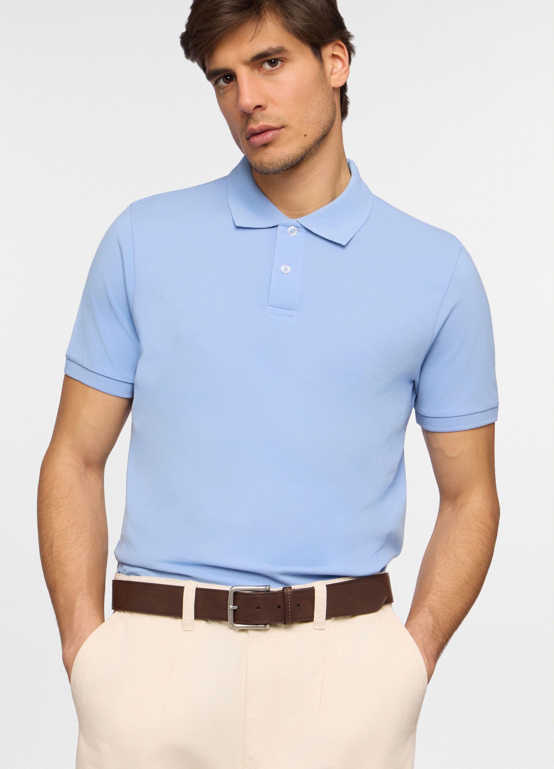 Polo a maniche corte in piquet di cotone uomo_0