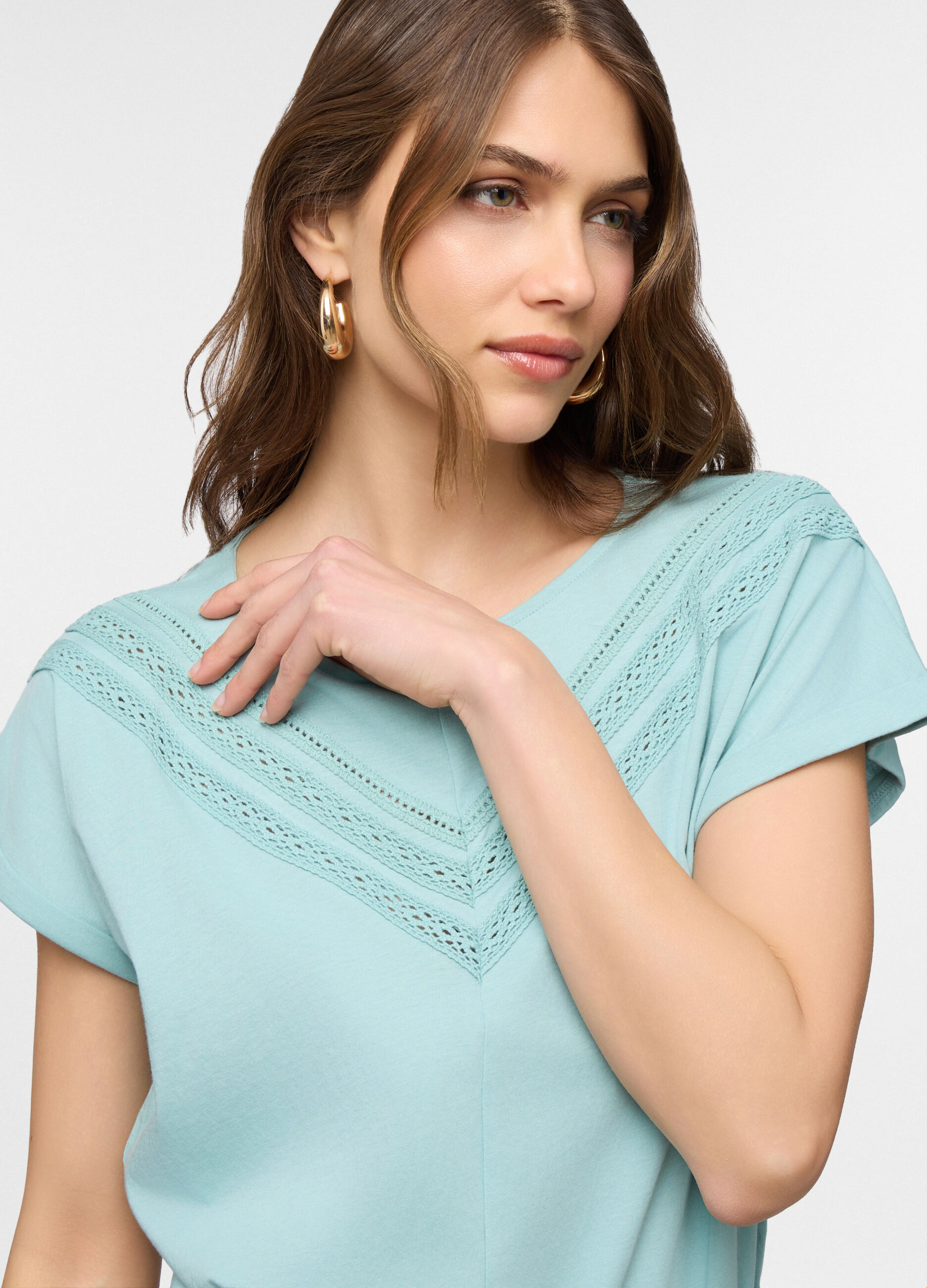 T-shirt girocollo in jersey di puro cotone donna_2