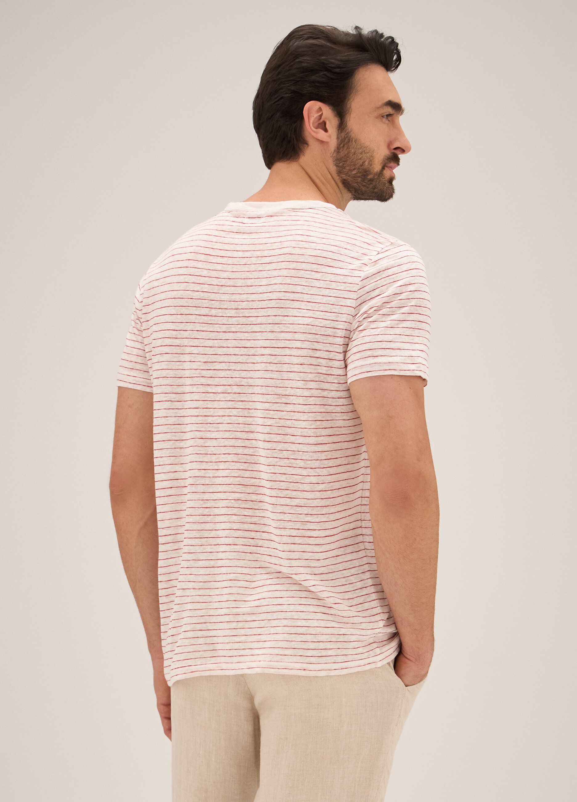T-shirt in puro lino rigato Rumford uomo_1