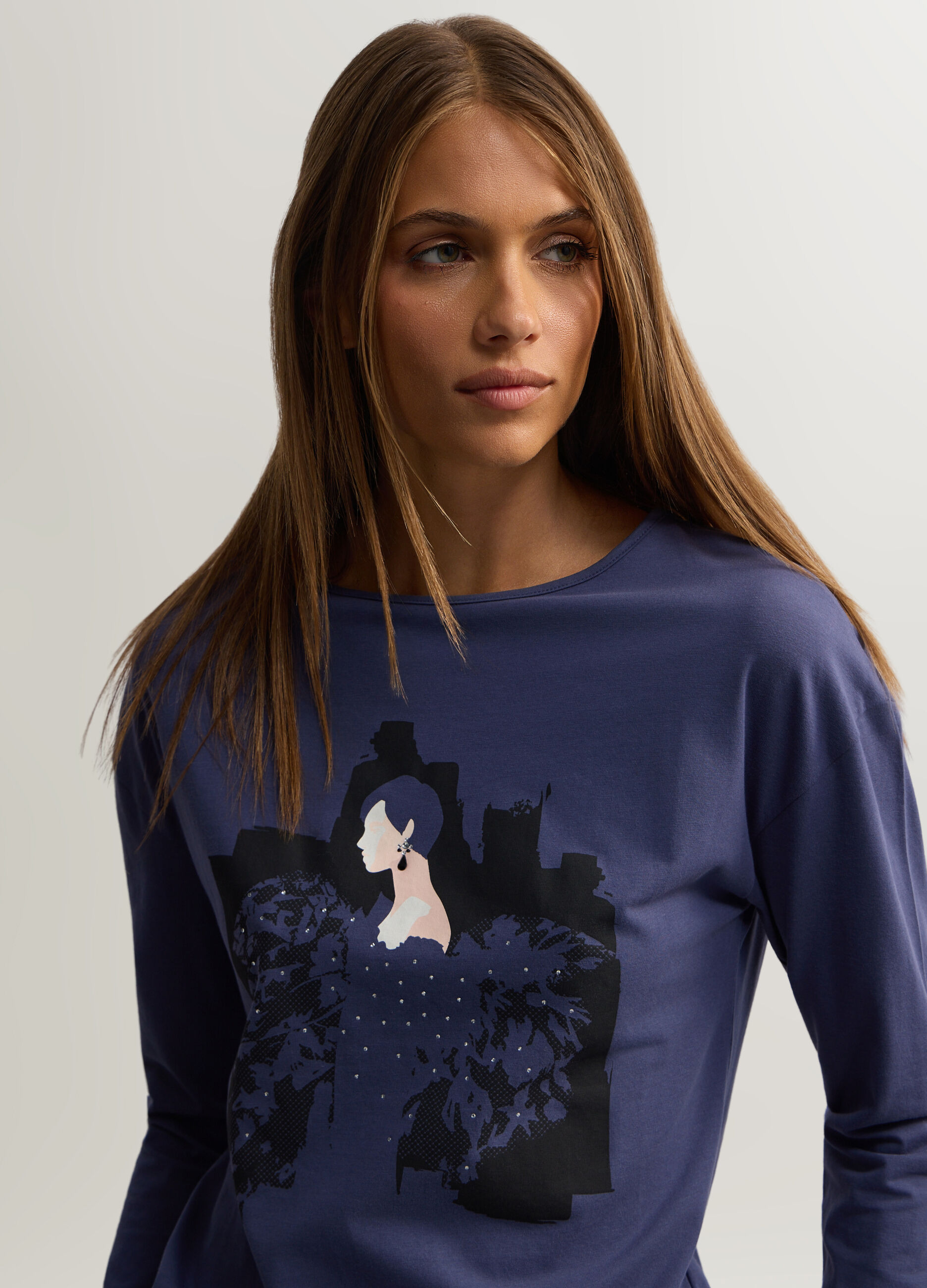 T-shirt con scollo a barchetta stretch donna_0