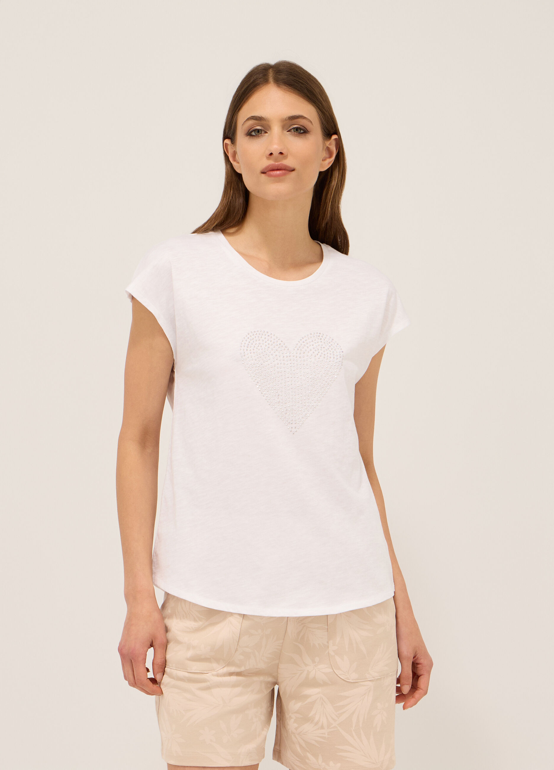 T-shirt in jersey di cotone slub donna_0