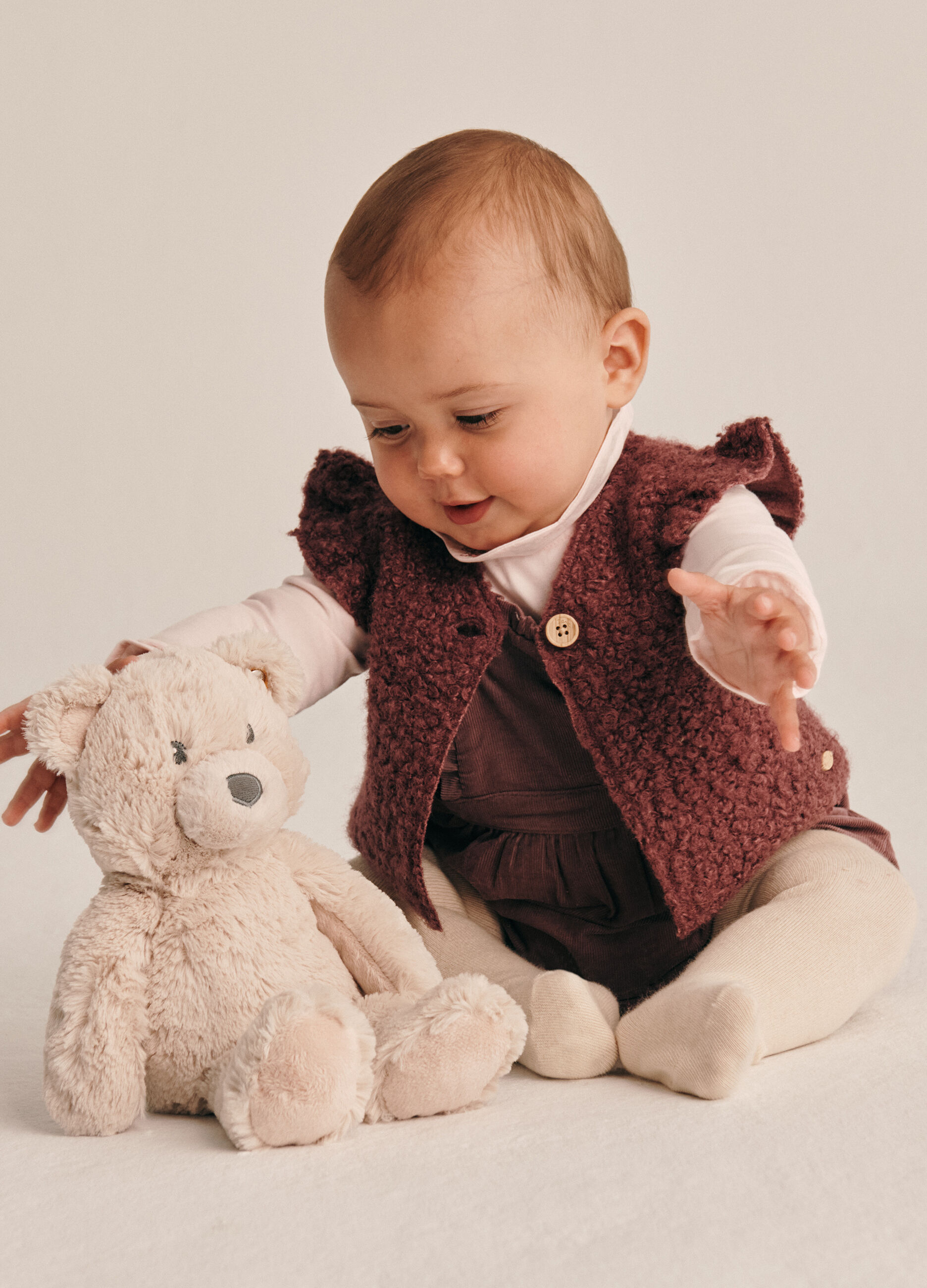 Romper marrone in cotone per neonata_0