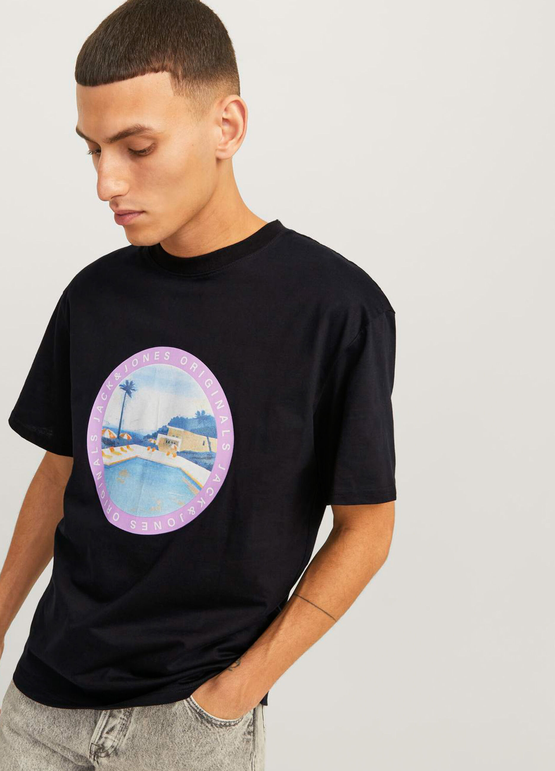 T-shirt girocollo in jersey con stampa uomo_3