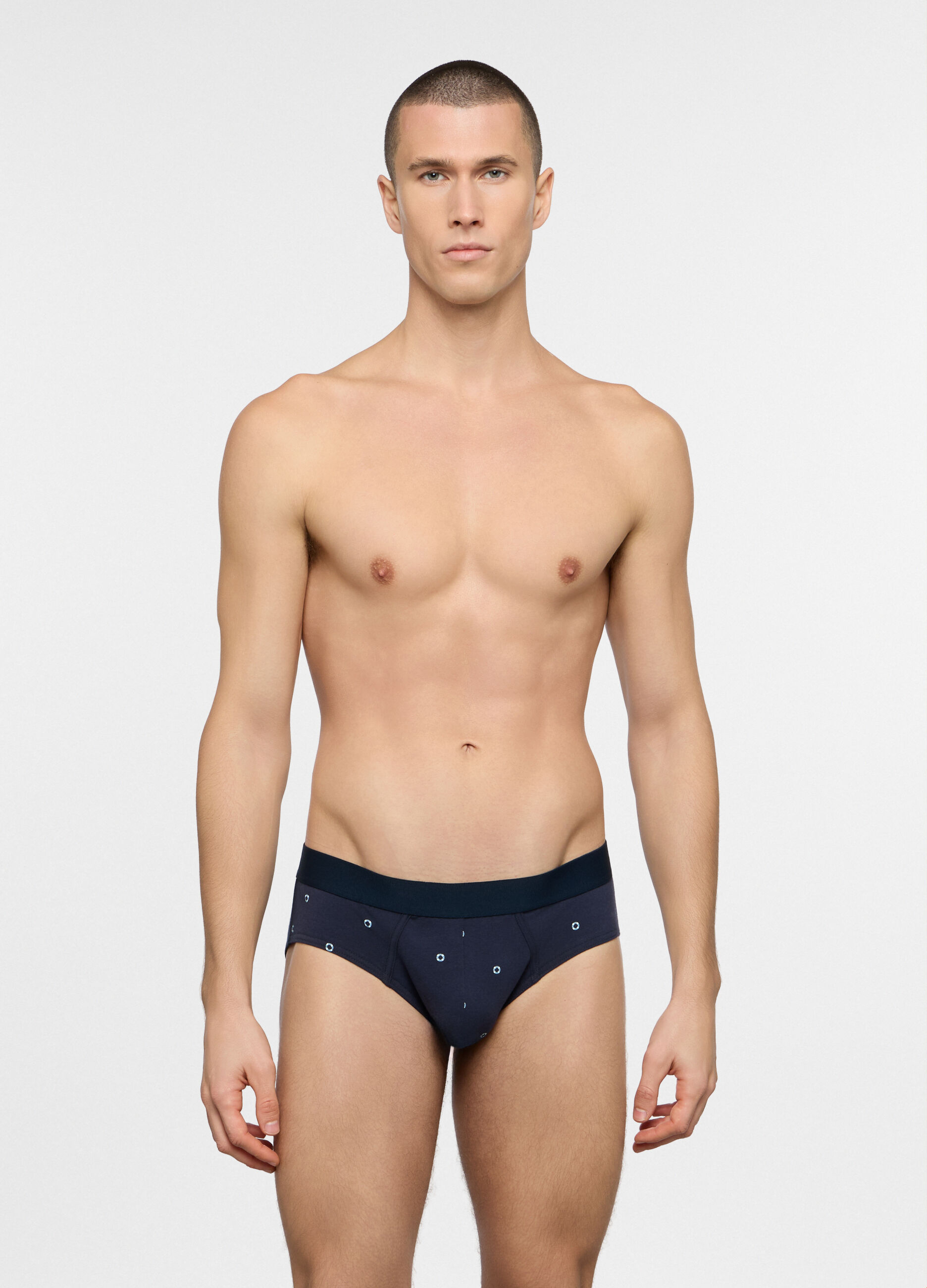 Slip con micro stampa in cotone uomo_0