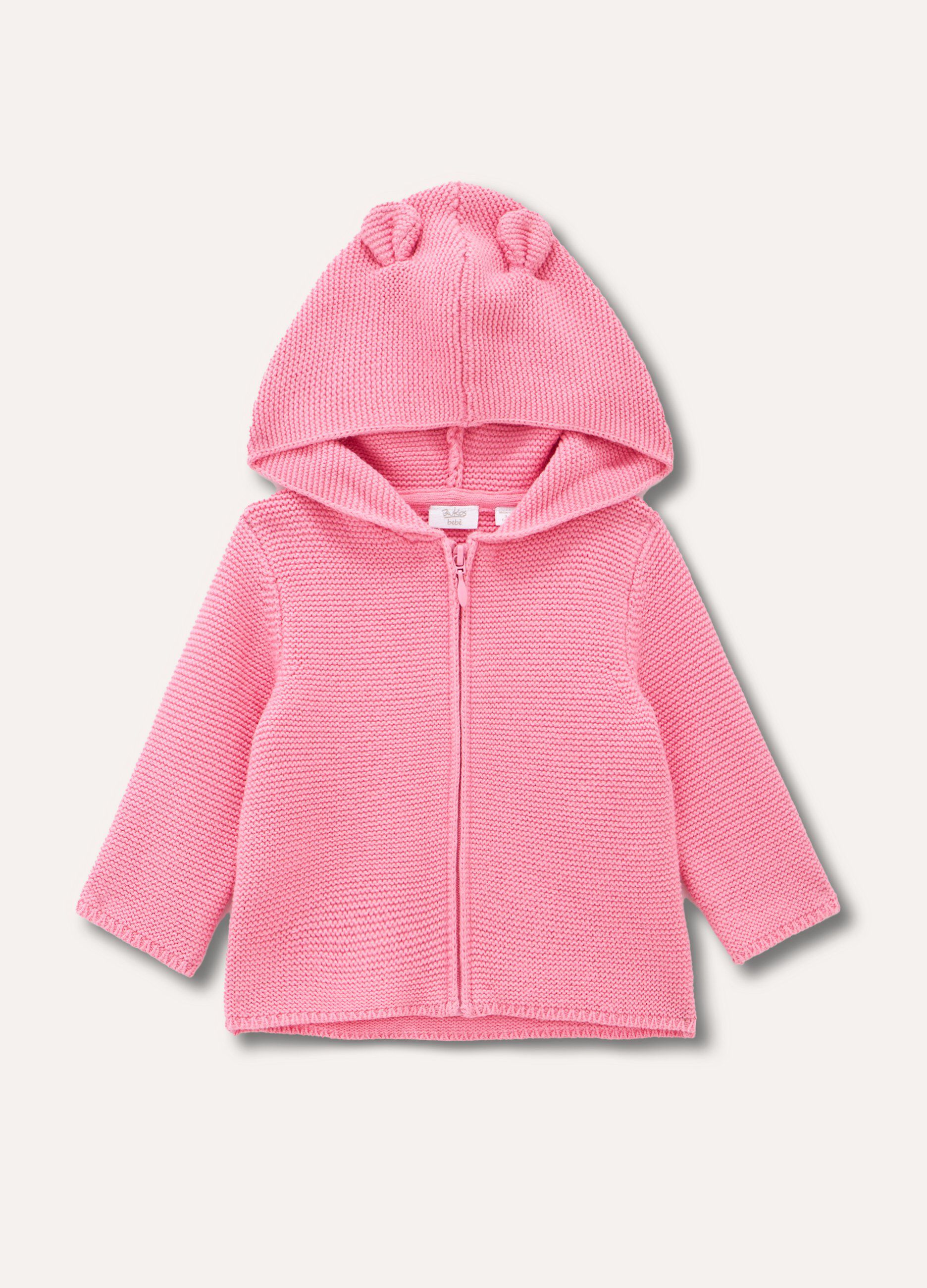 Cardigan con cappuccio in puro cotone neonata_0