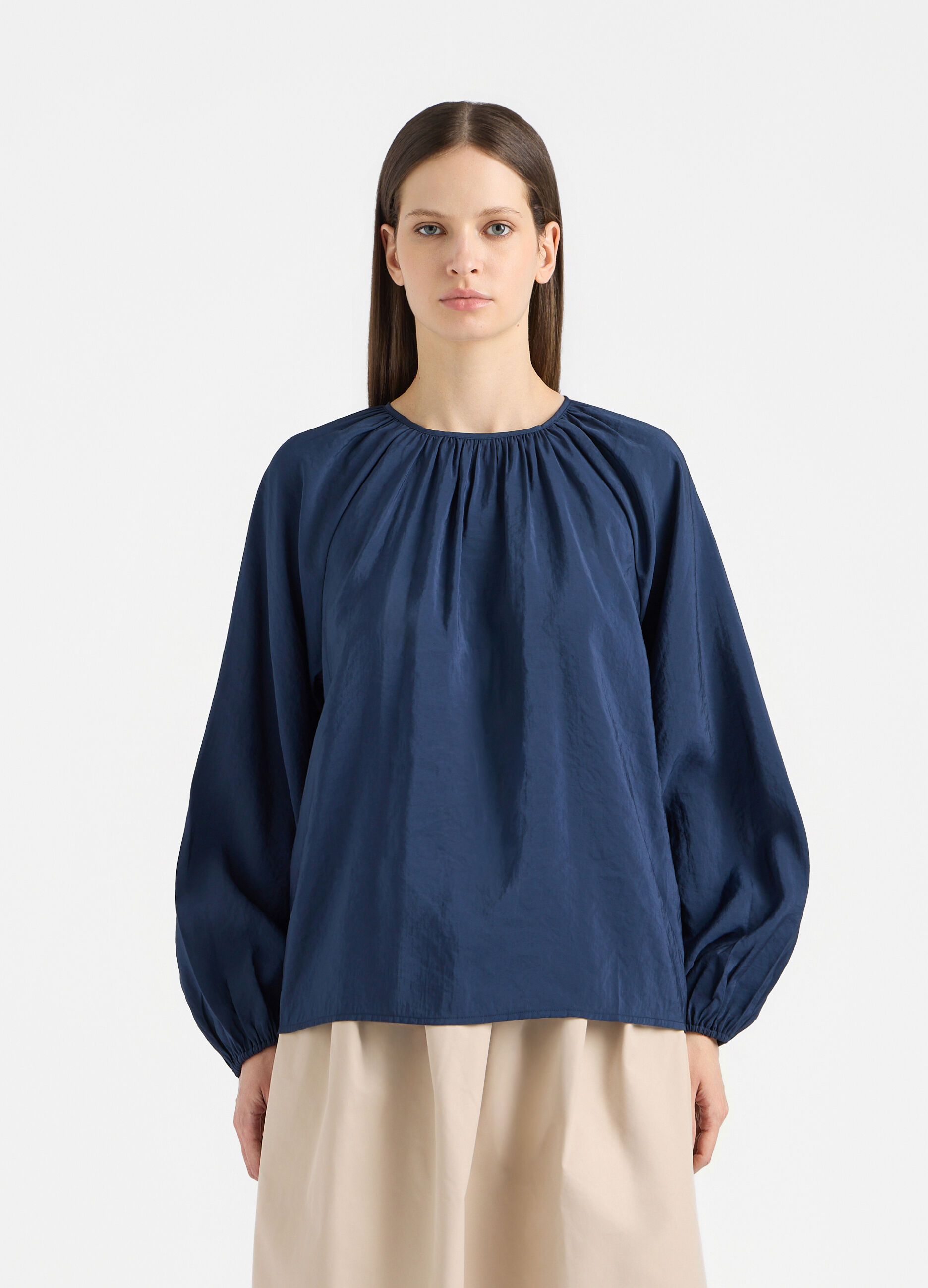 Blusa Fit Over con scollo rotondo misto modal donna_1