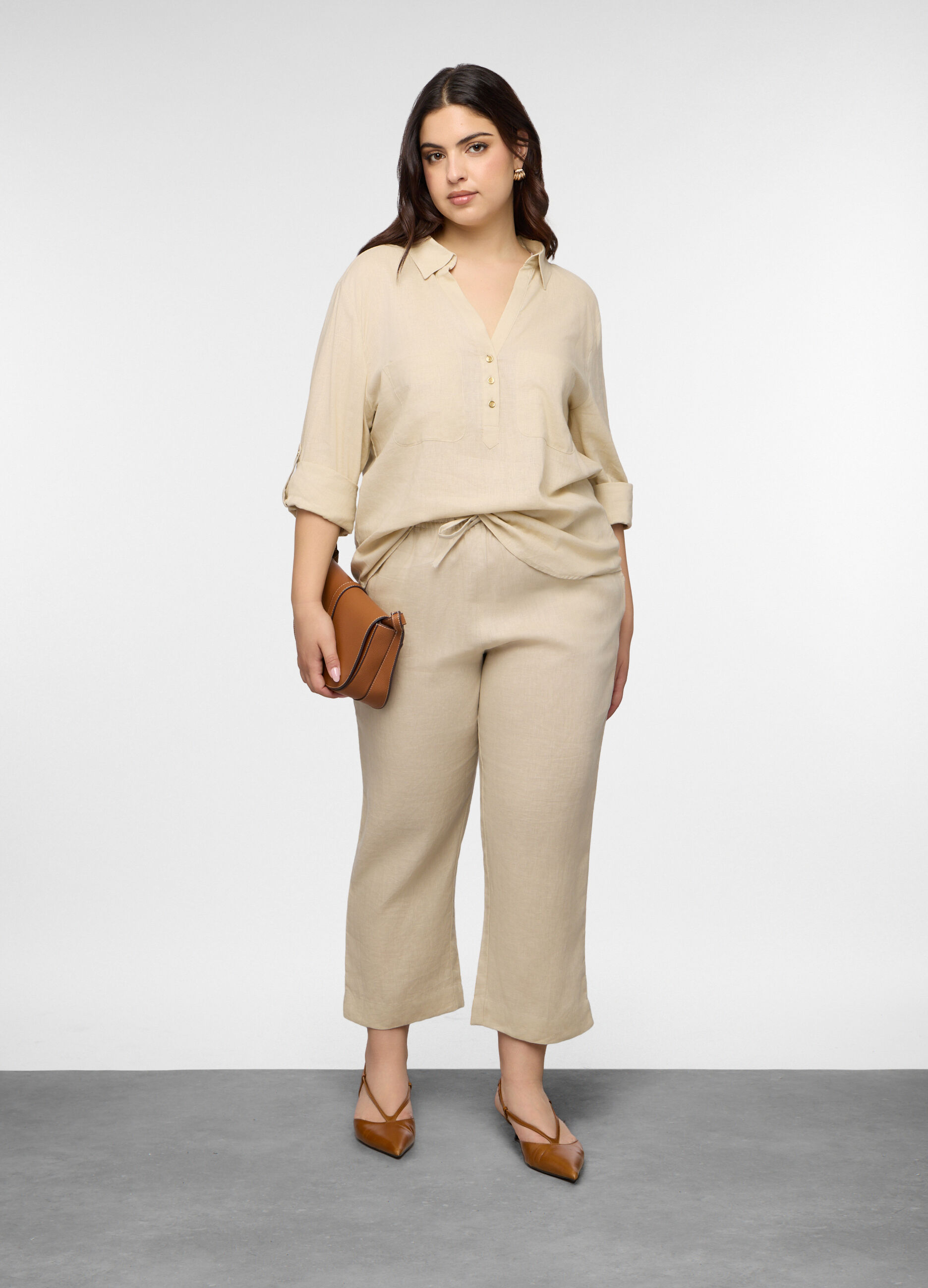 Pantaloni Fit Relaxed in puro lino donna curvy_0