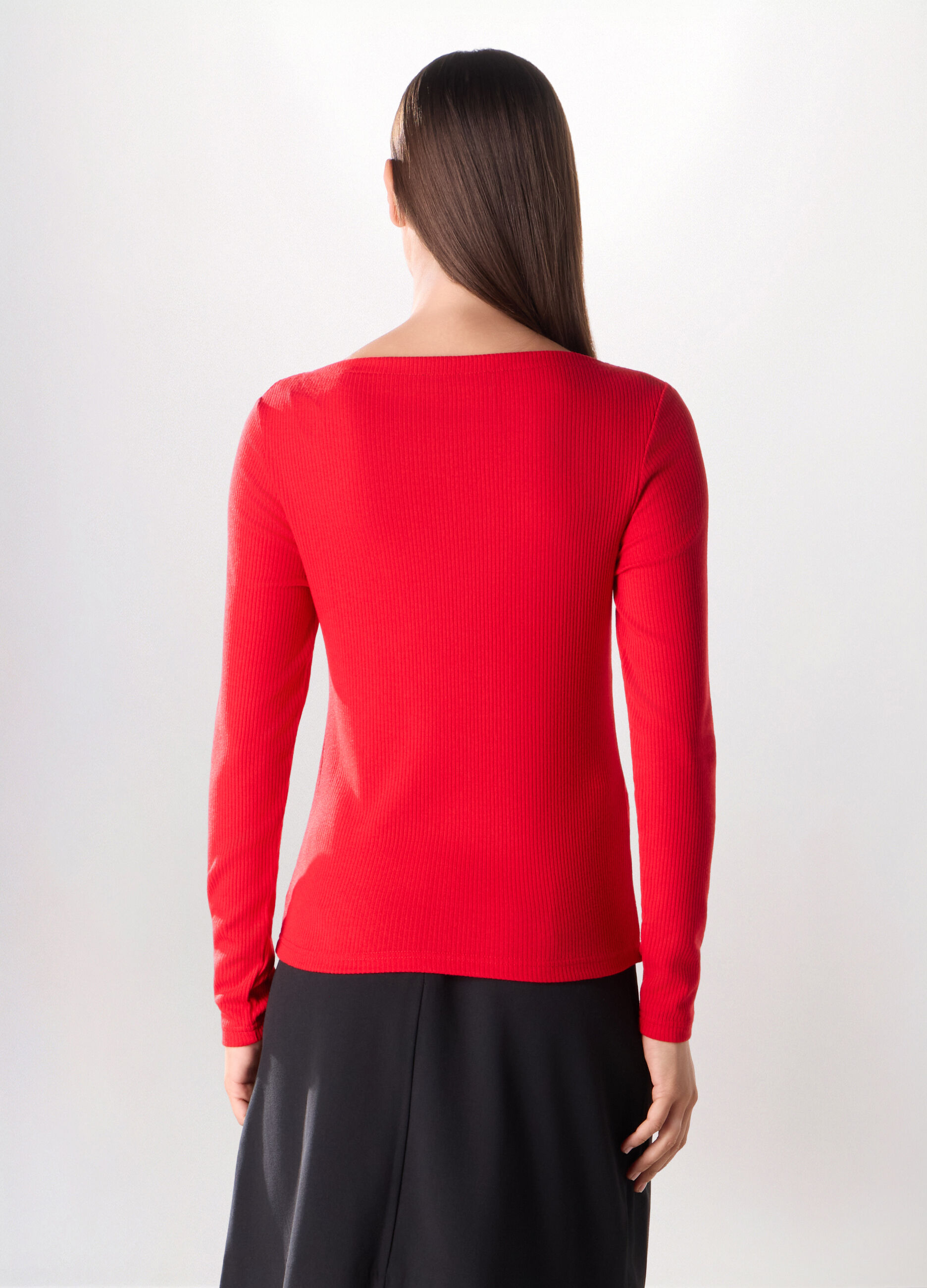 T-shirt in costina misto viscosa donna_1