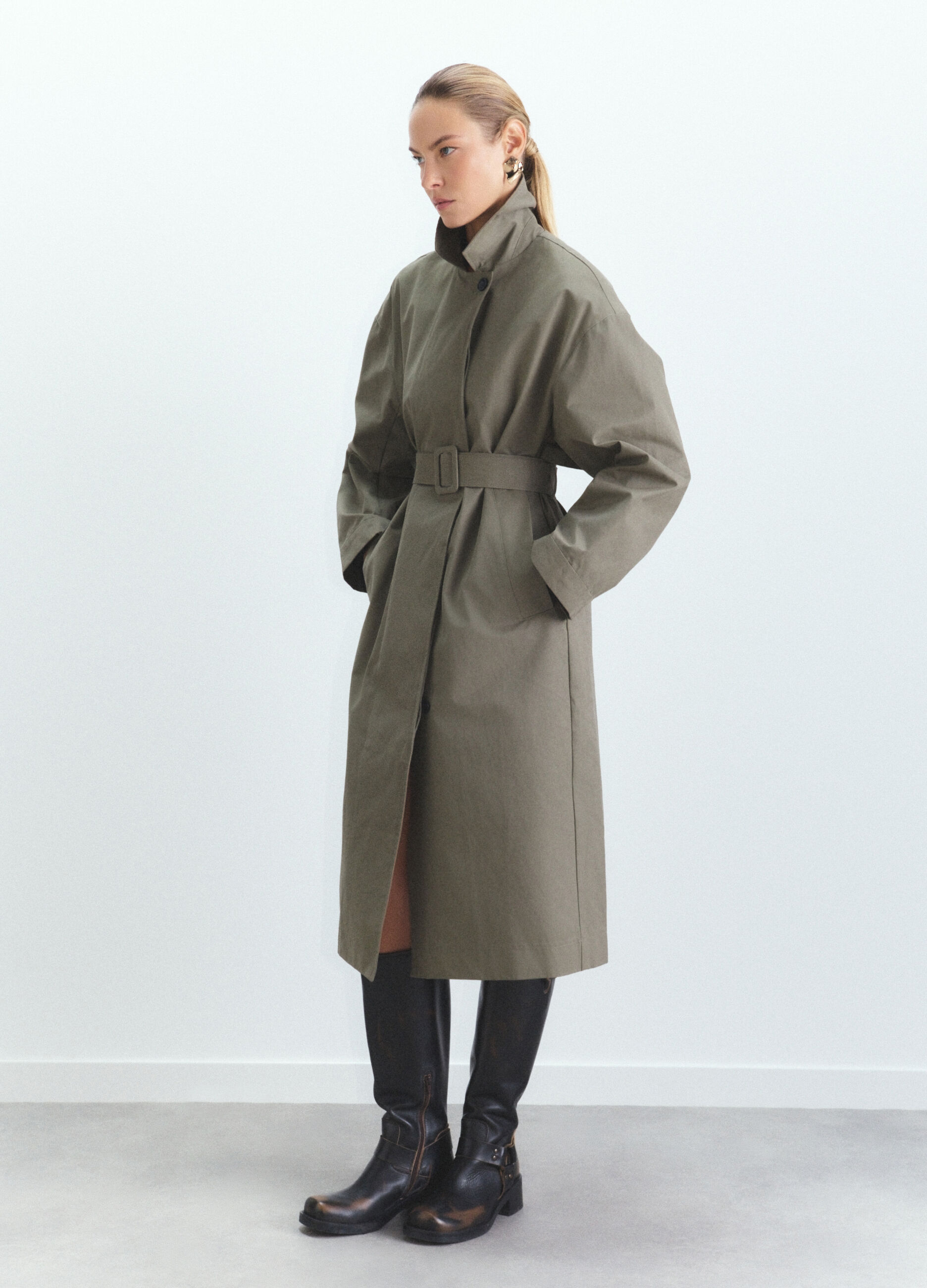 Trench lungo misto cotone donna_1