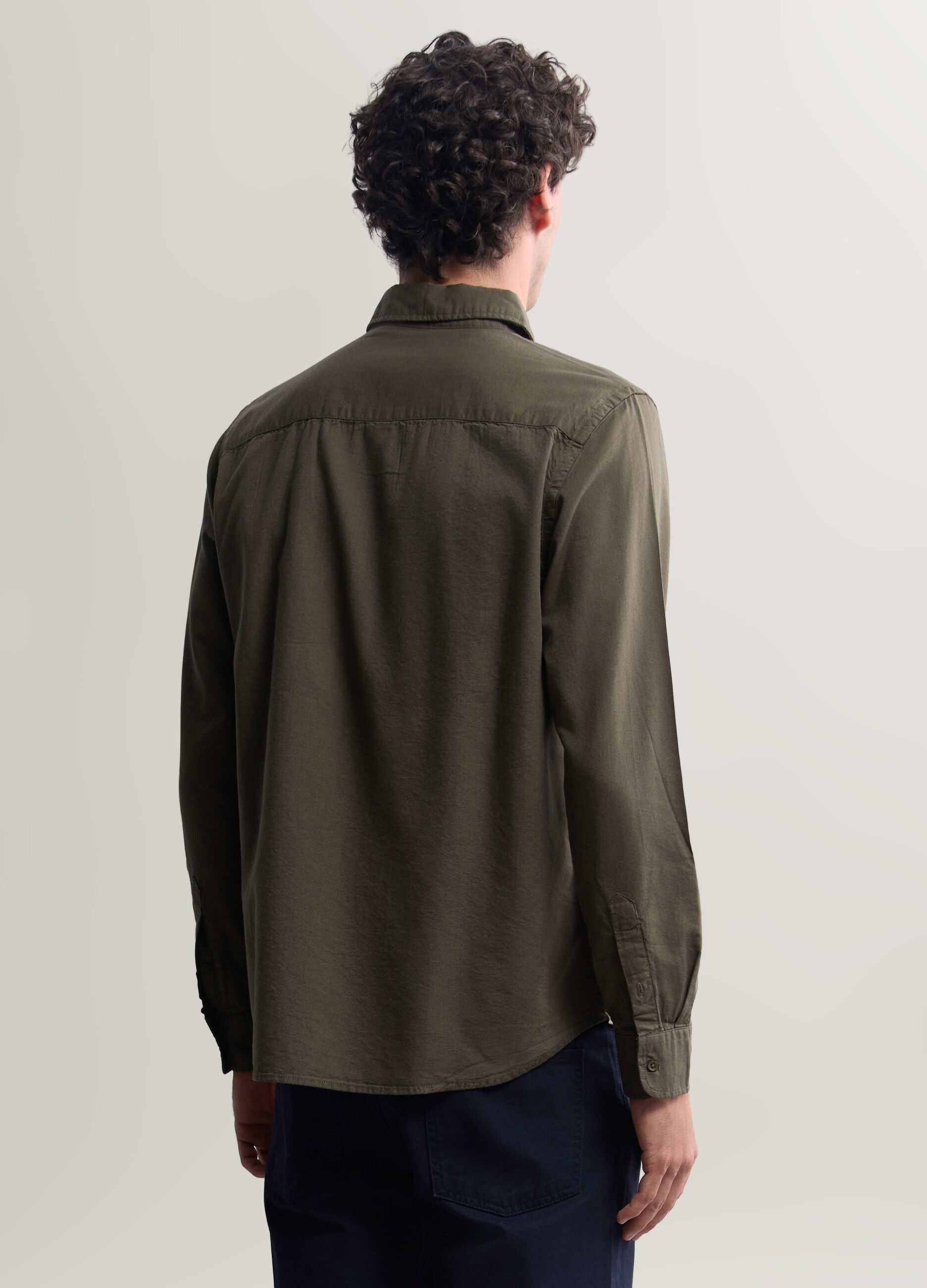 Camicia regular fit in cotone e viscosa uomo_1