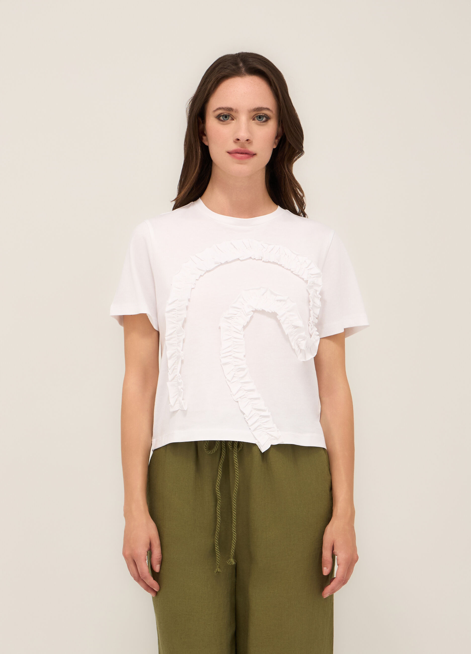 T-shirt in jersey di cotone stretch donna_0