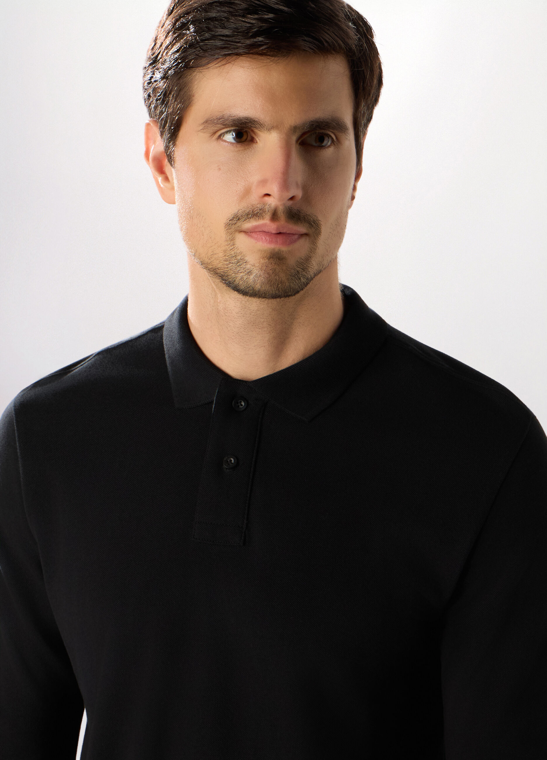 Polo a maniche lunghe in cotone piquet uomo_2