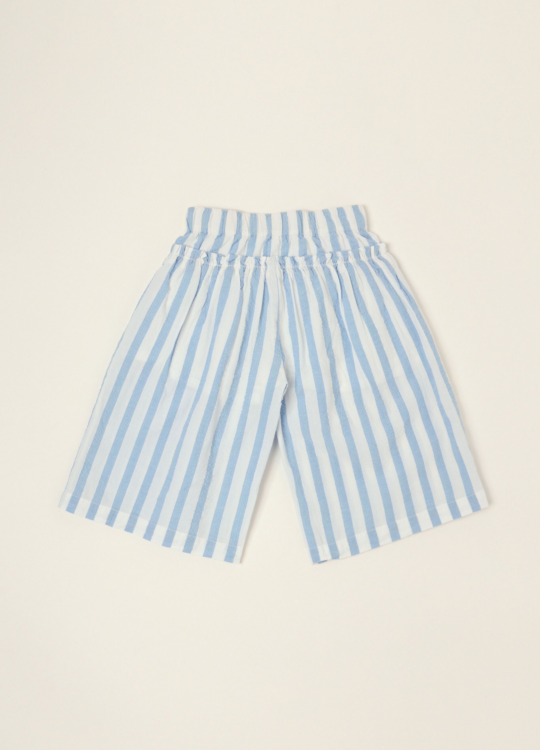 Pantaloni a righe in puro cotone azzurro_1