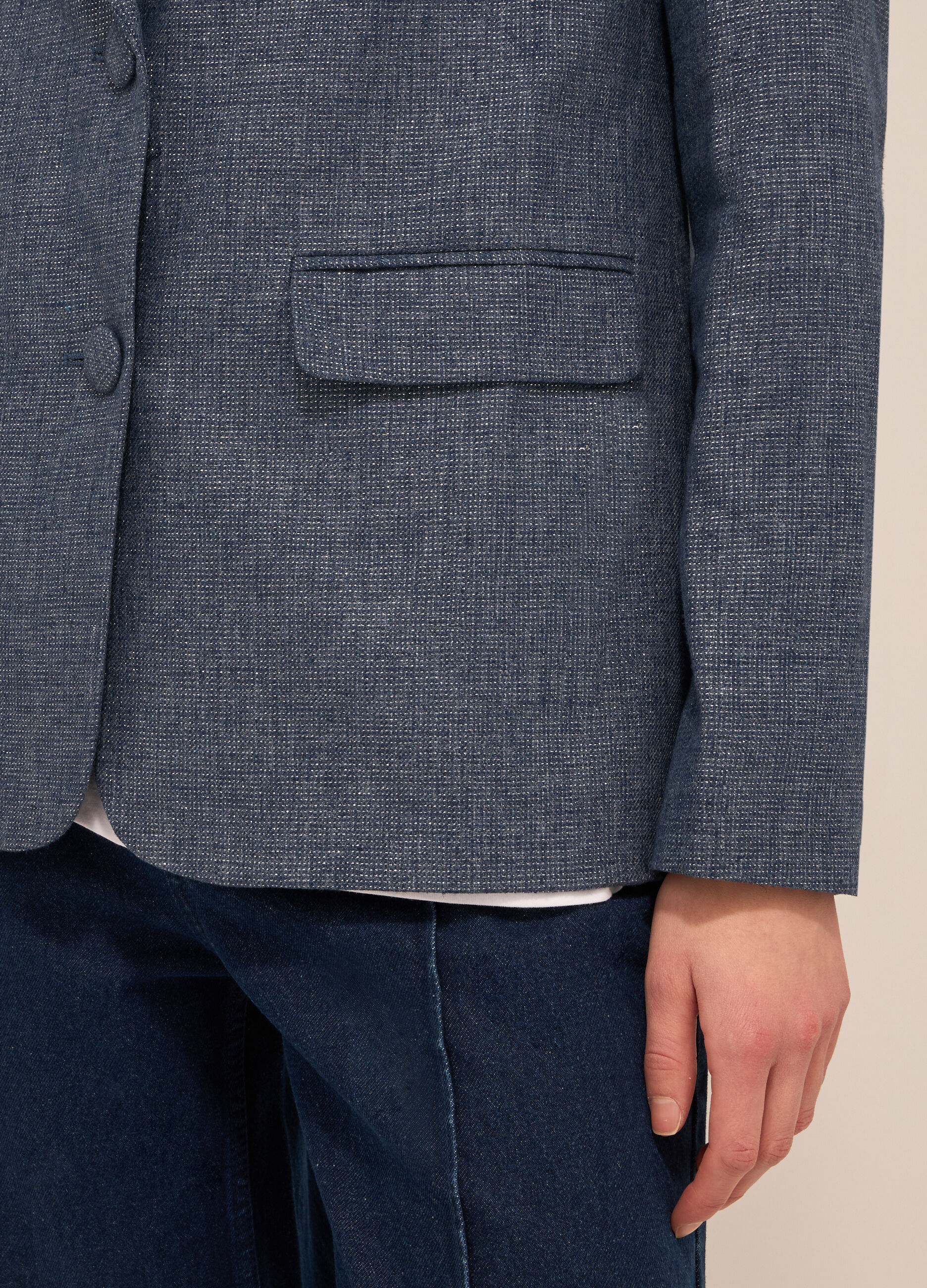 Blazer misto lino con filo lurex donna_2