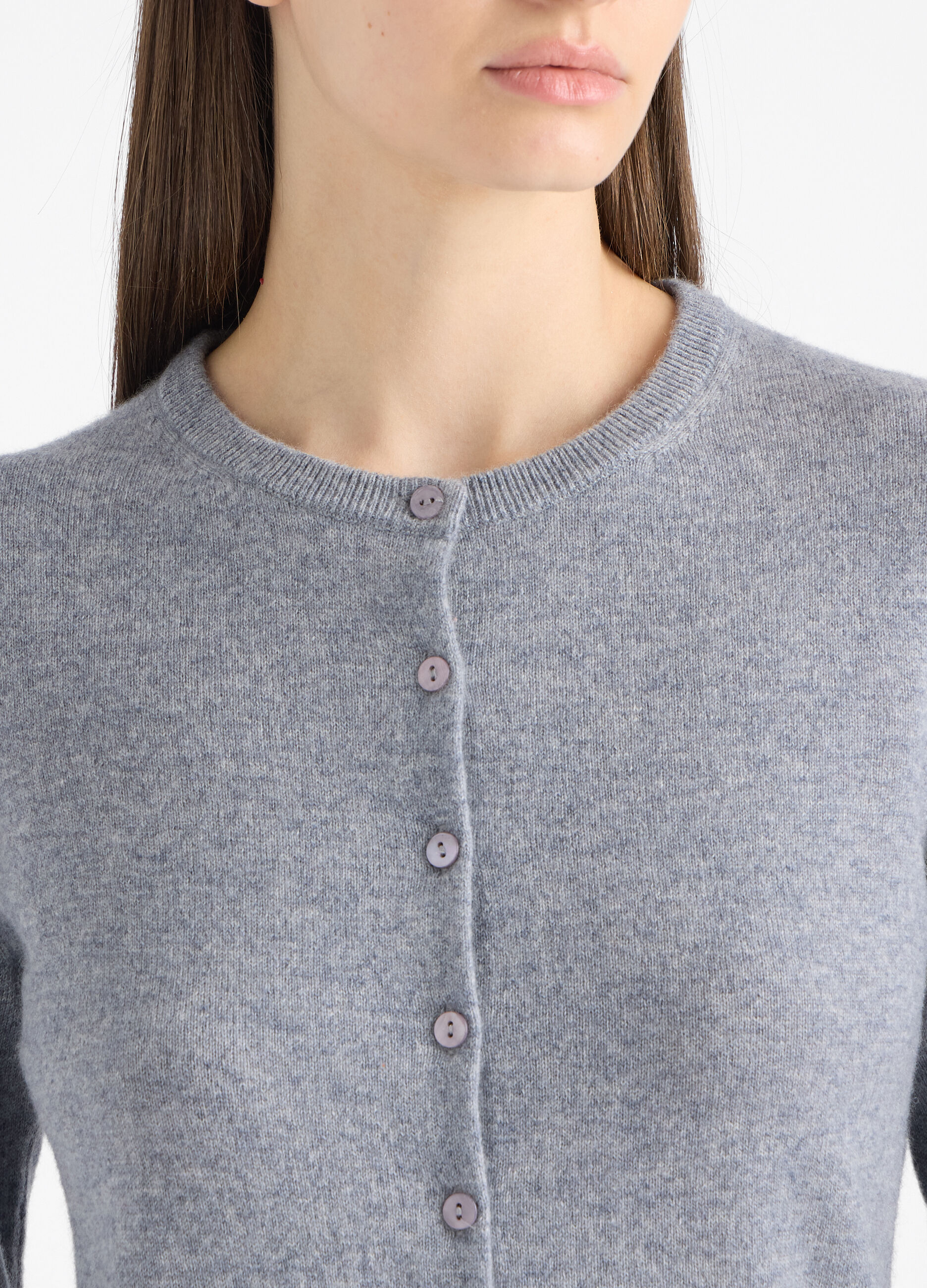 Cardigan girocollo in puro cashmere donna_3