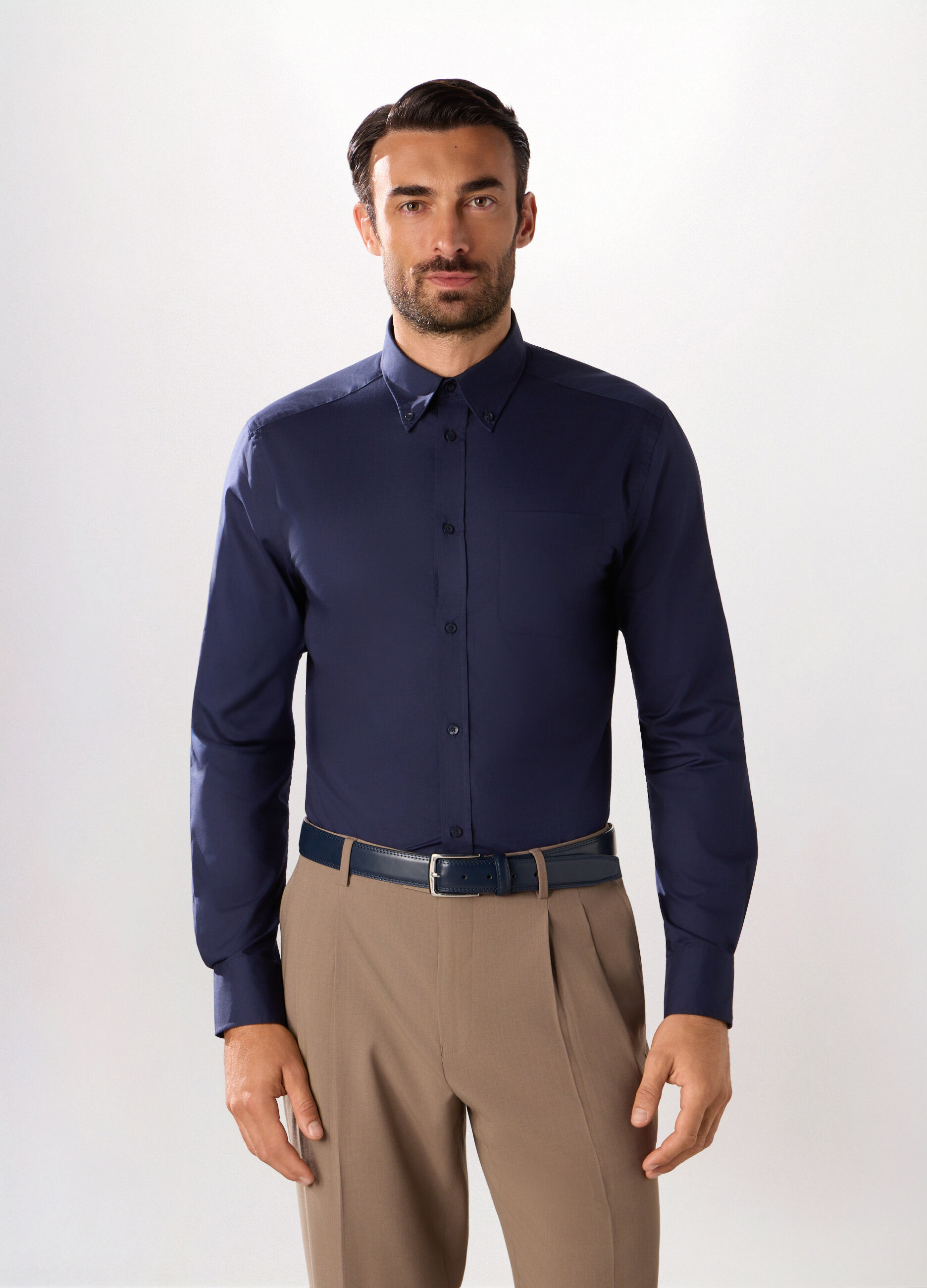 Camicia slim fit in cotone stretch uomo_0