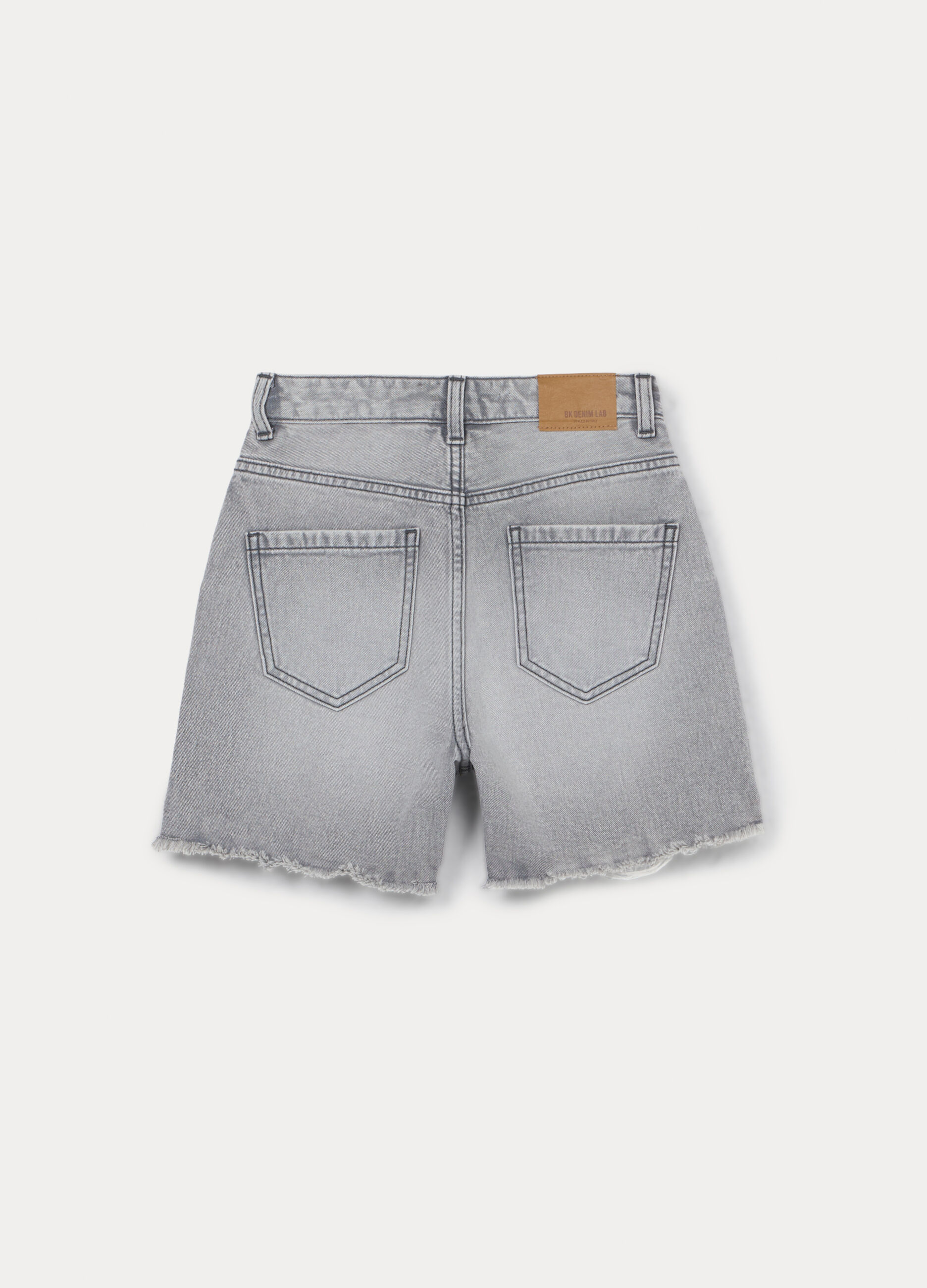 Shorts ripped in denim di puro cotone ragazza_1