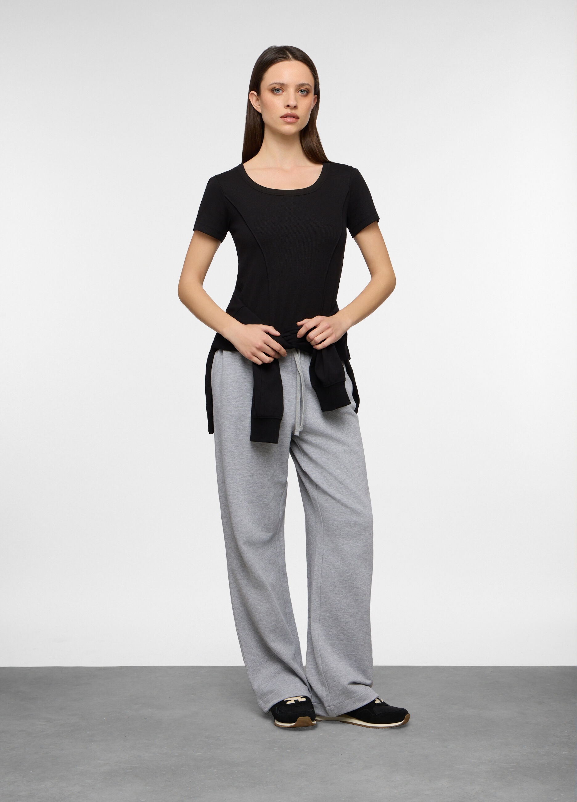 Jogger wide leg in french terry donna_0