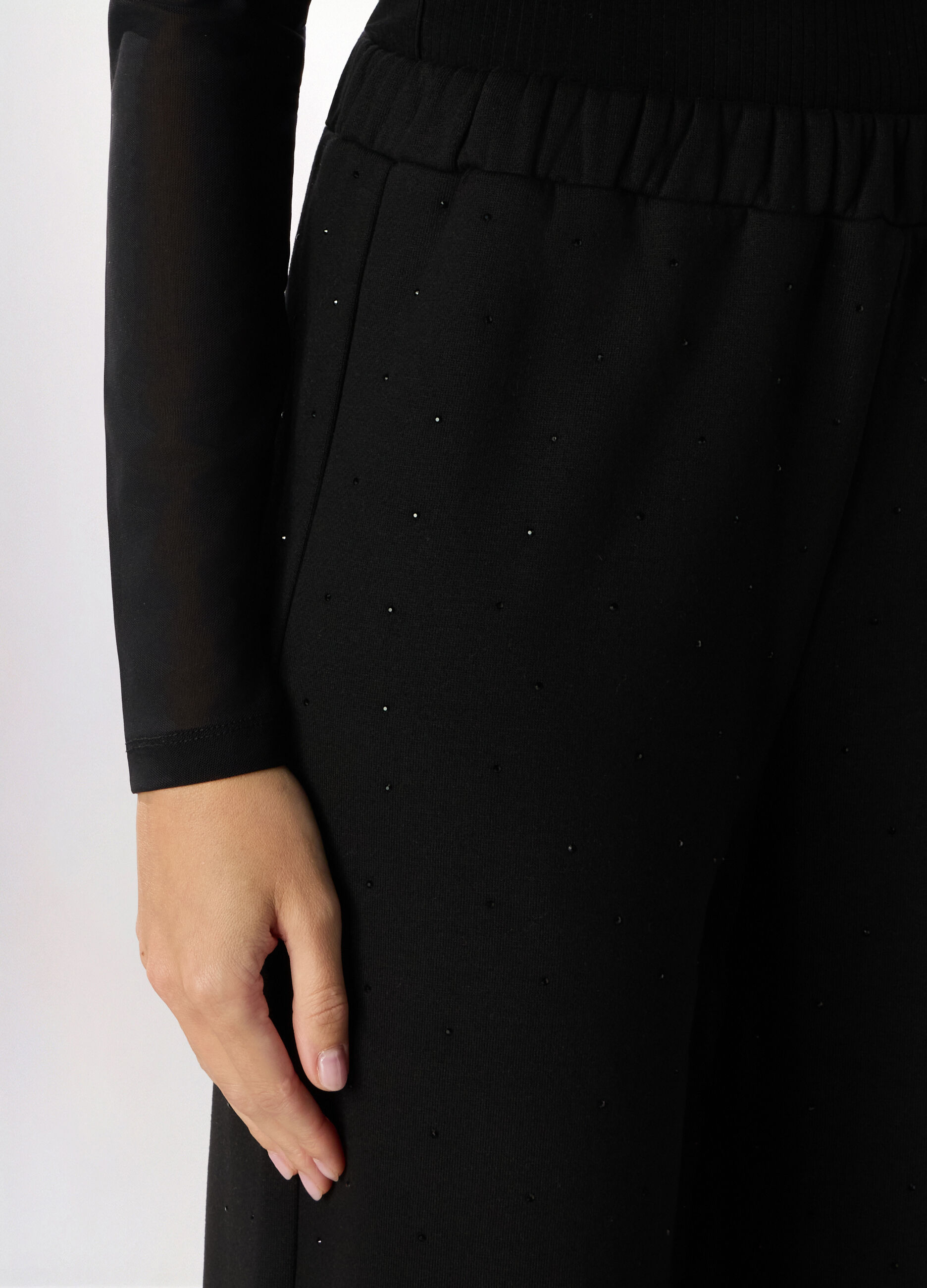 Pantaloni misto cotone fleece donna_2