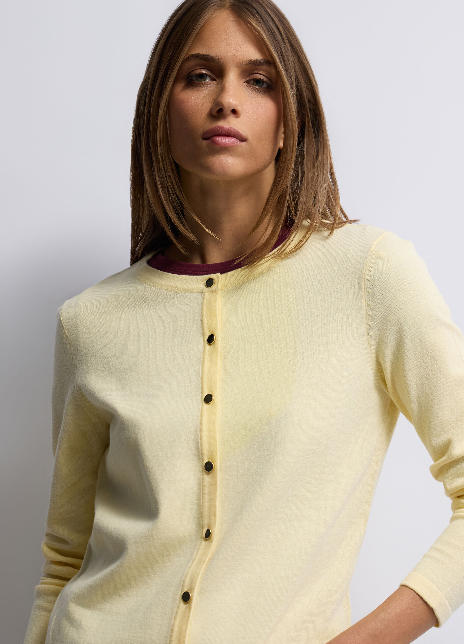 Cardigan girocollo rasato donna_2
