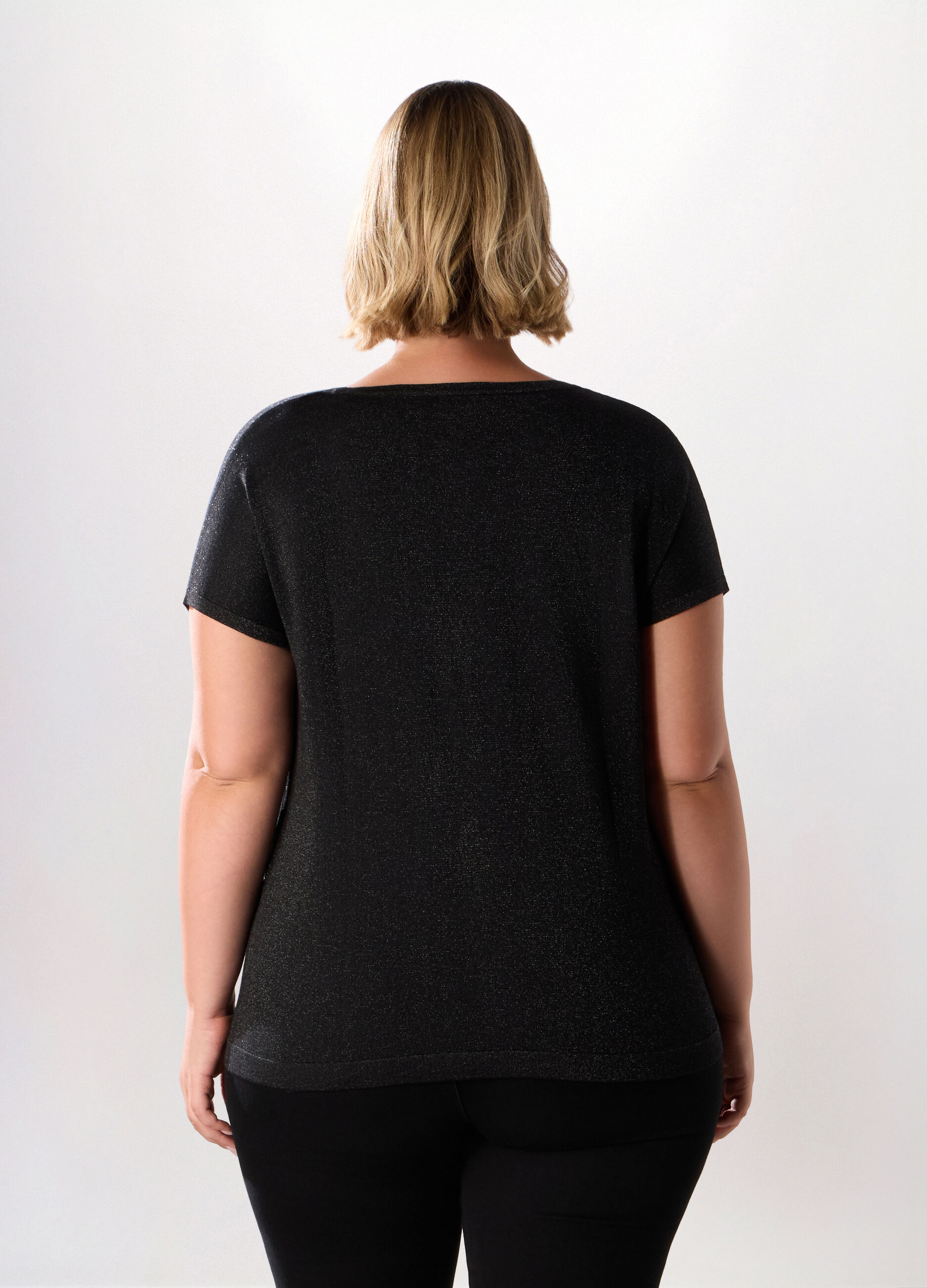 Maglia a manica corta in filo lurex donna curvy_1