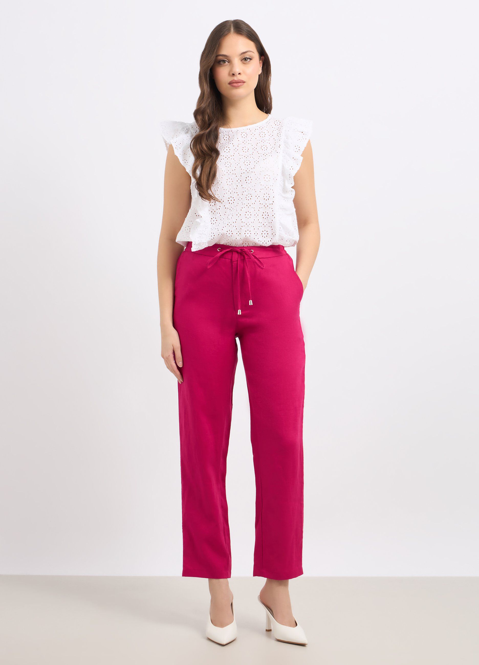 Pantaloni in puro lino donna_0