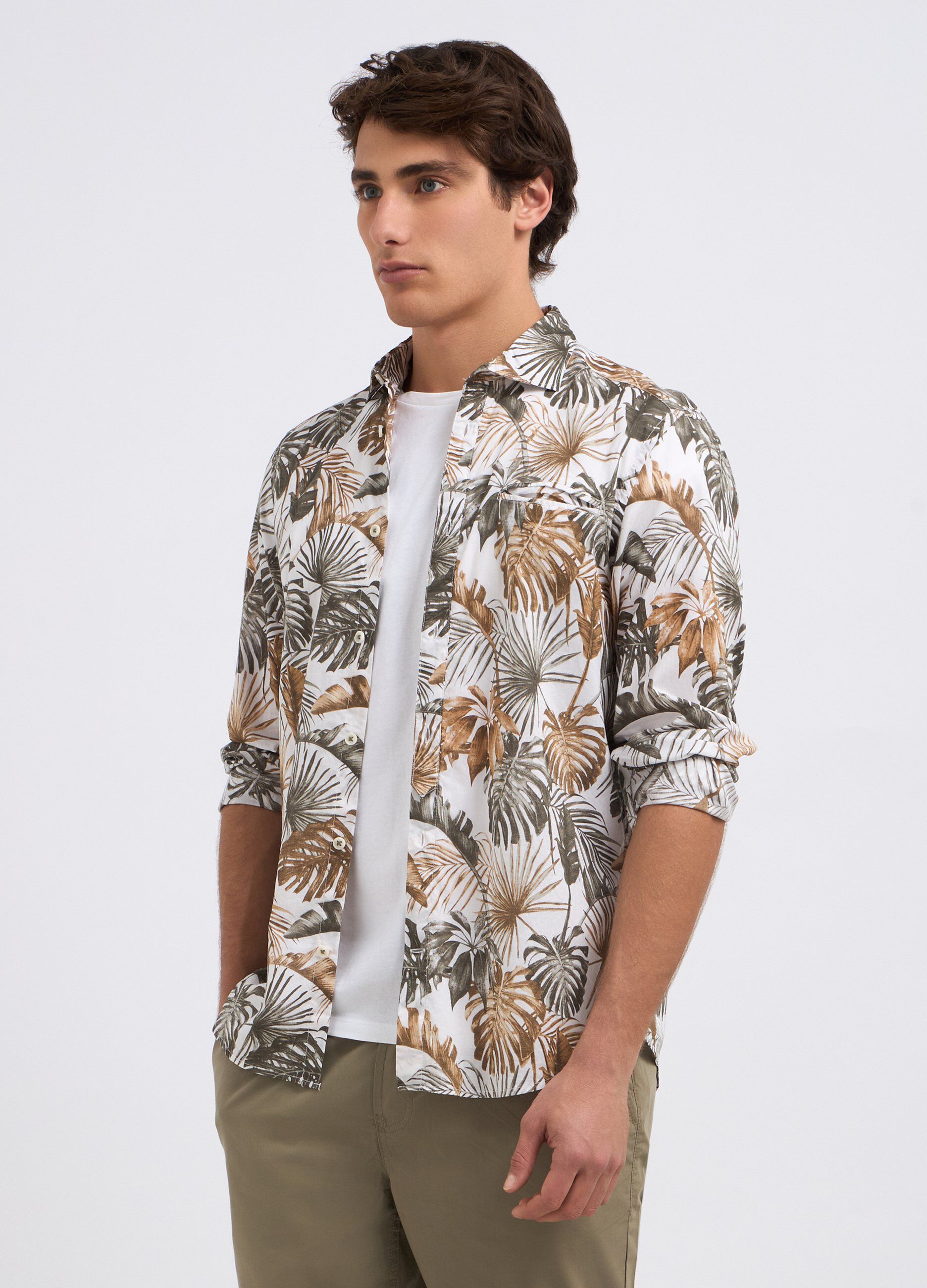 Camicia in puro cotone a maniche lunghe uomo_0