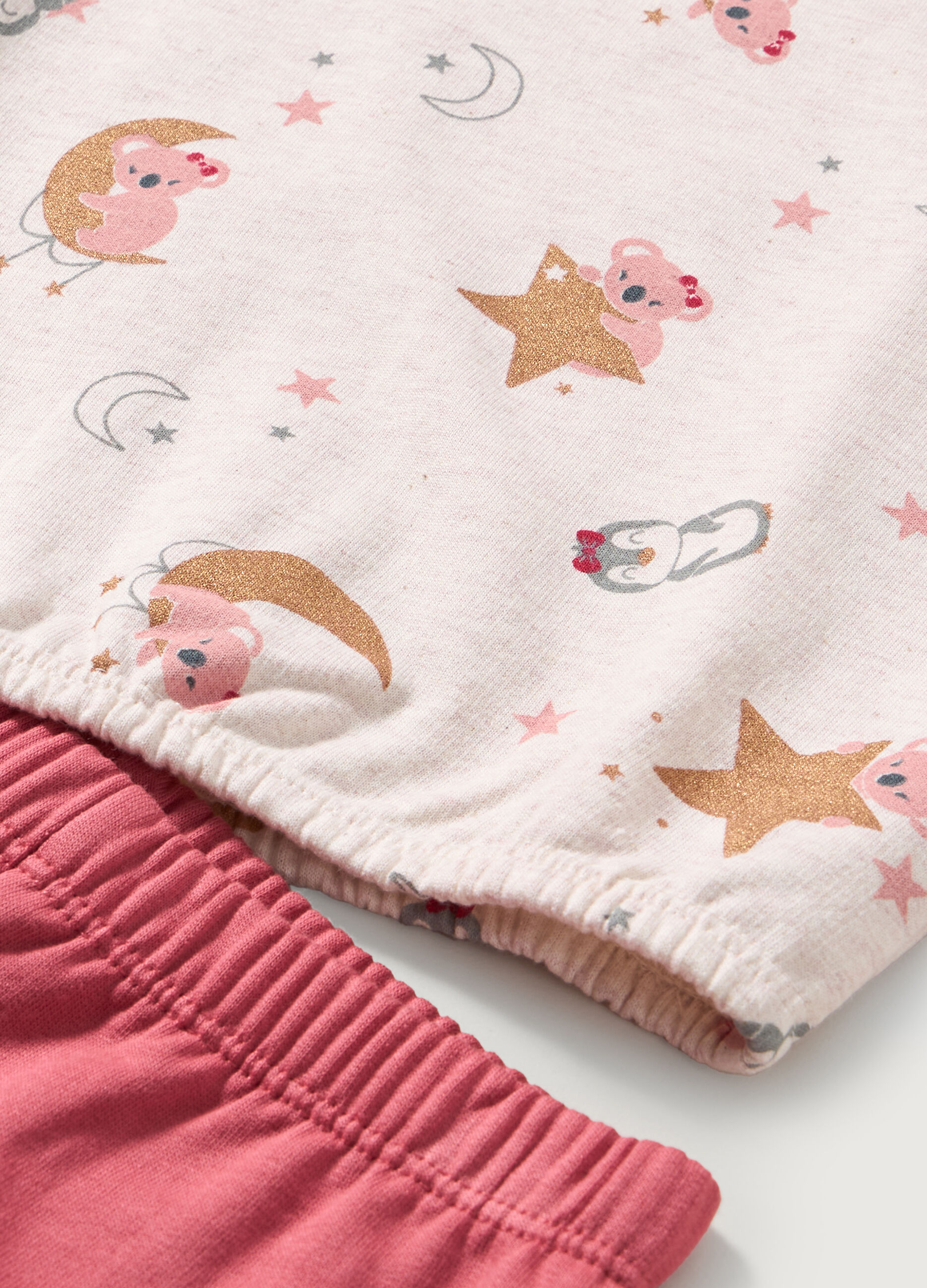 Set pigiama in felpa di misto cotone neonata_1