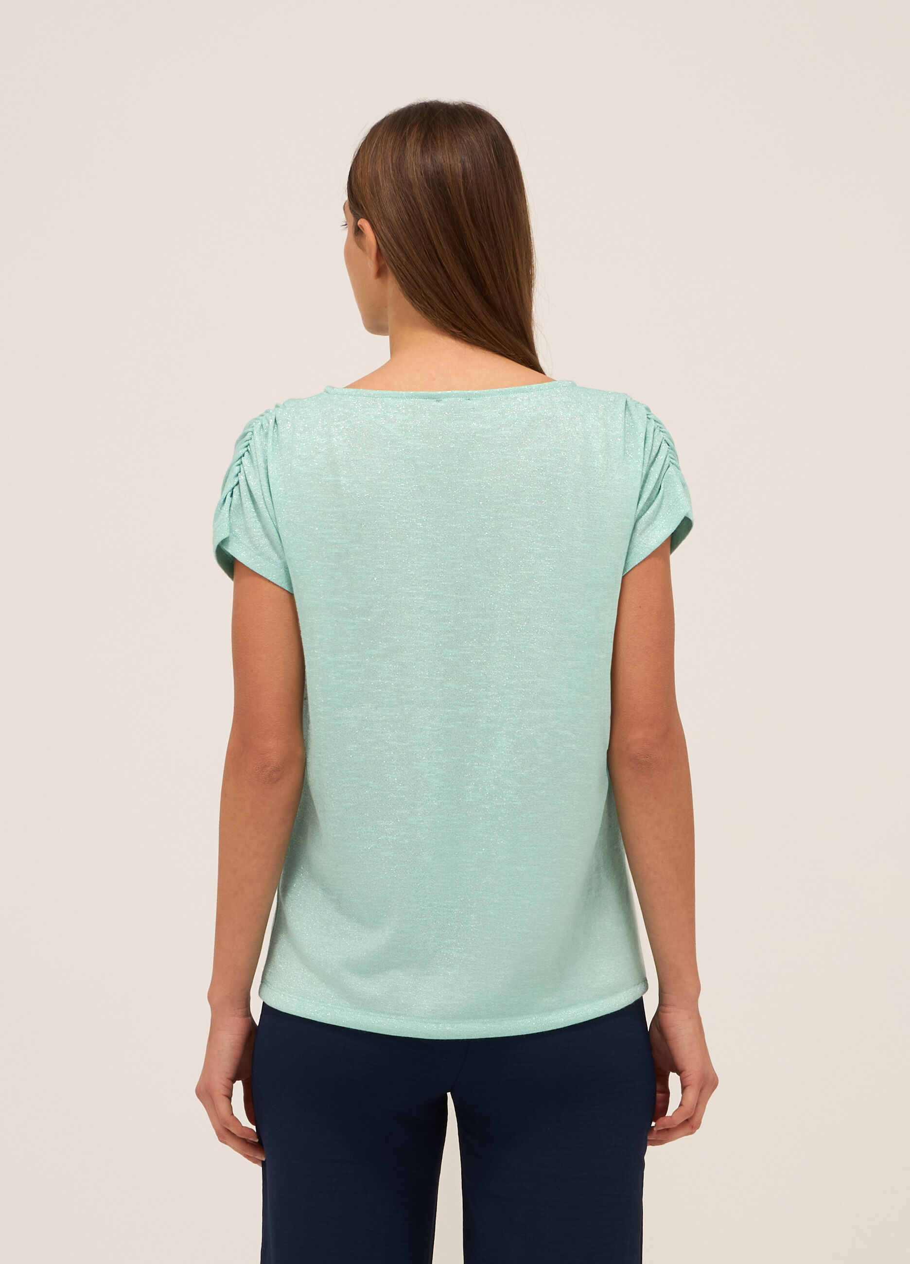 T-shirt in misto viscosa e filo lurex donna_1