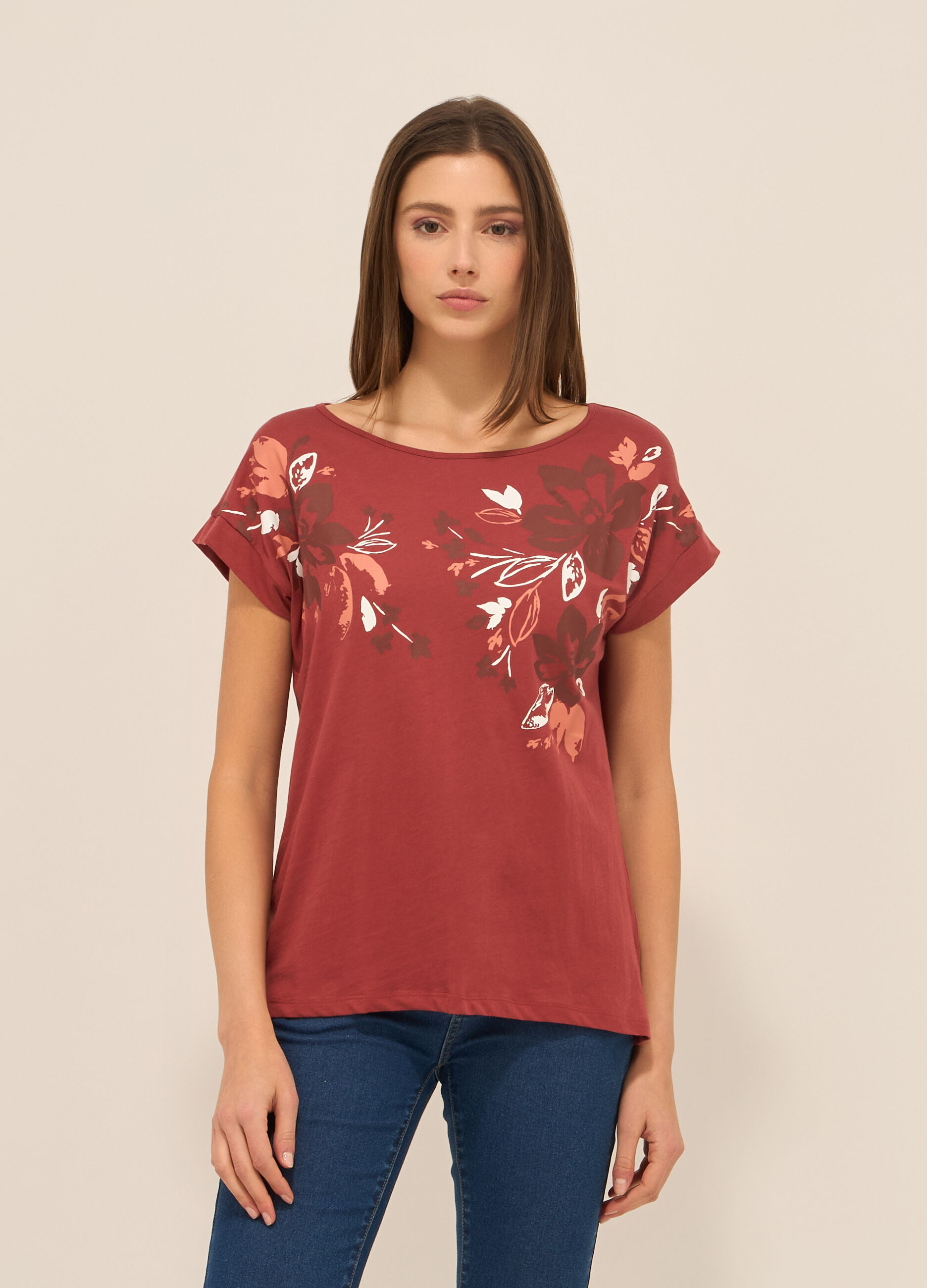 T-shirt in jersey di puro cotone donna_0